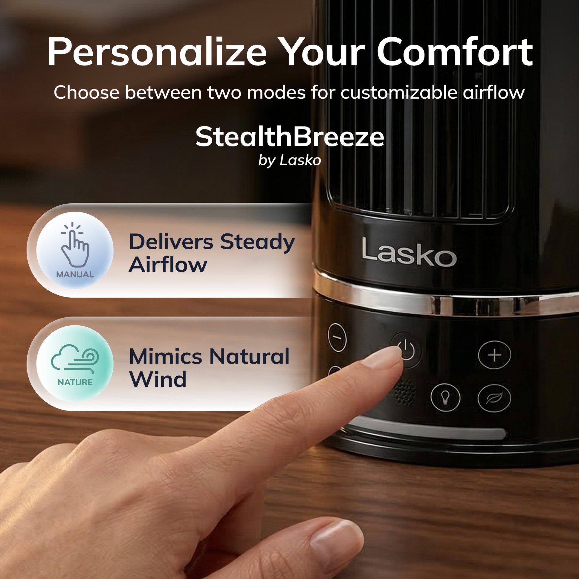 Lasko StealthBreeze 15 DC Table Fan: Oscillating. 12-Speed. 15?? Tilt. Remote. Black - Image 5