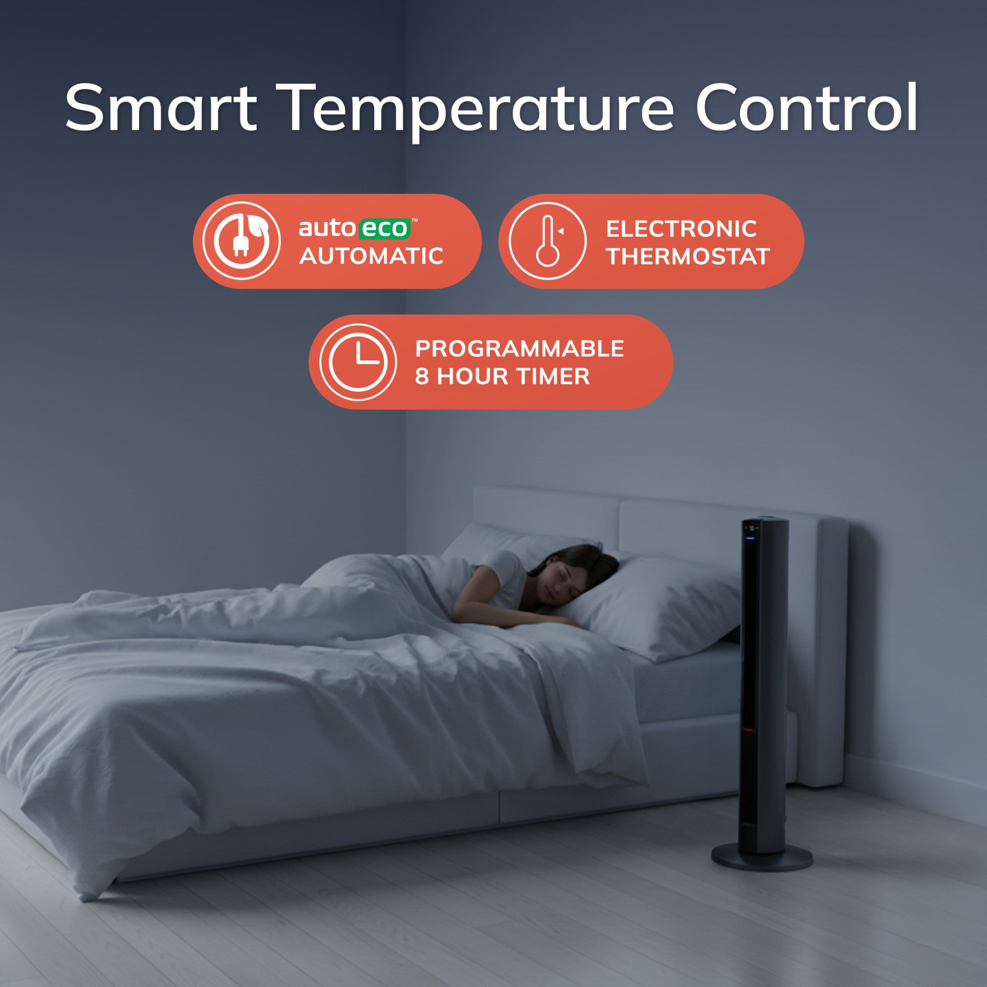 Lasko DUO Comfort 42 DC Tower Fan and Ceramic Space Heater: Oscillating. 3 Heat Settings. 8 Fan Speeds. Remote. Timer. Tip-Over Switch. Child Lock. Gray - Image 7