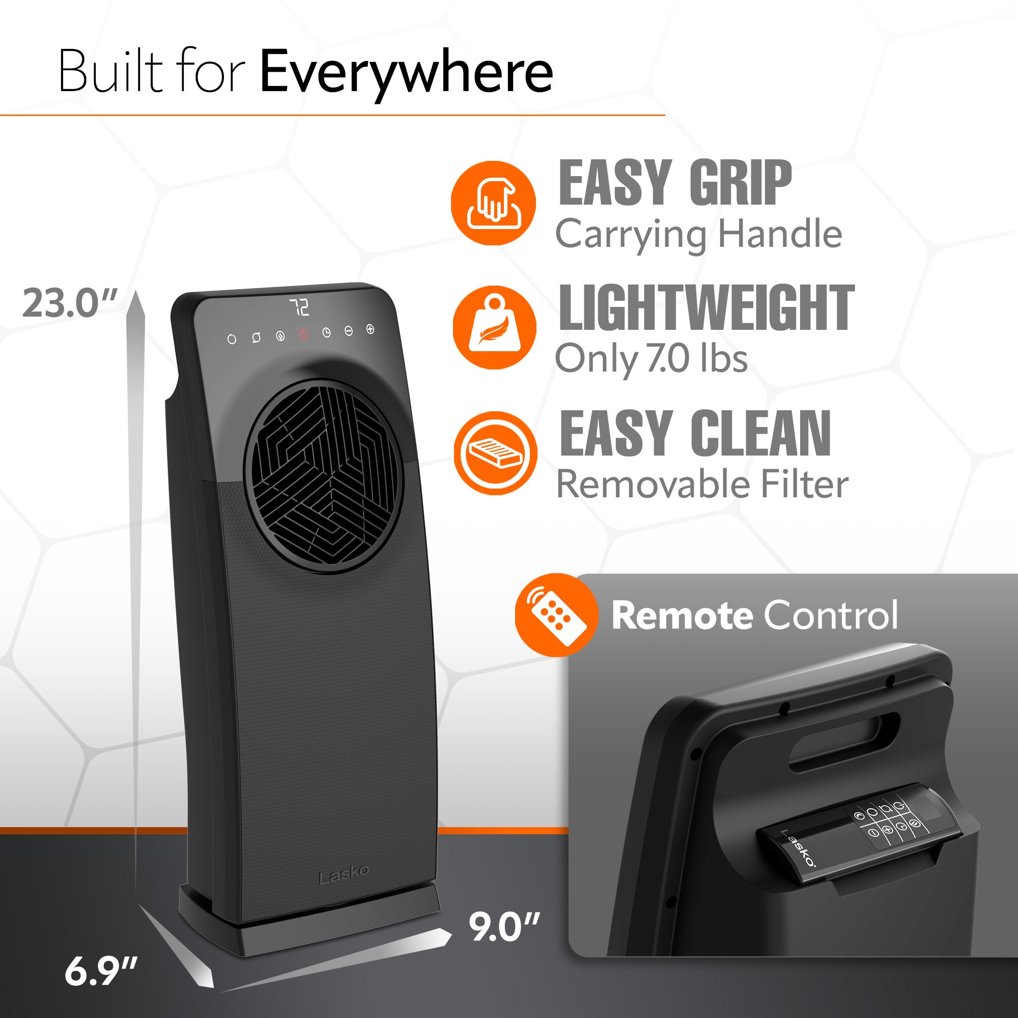 Lasko Revolution II 23 Ceramic Console Space Heater: Oscillating. 3 Heat Settings. Remote. Timer. Tip-Over Switch. Black - Image 5