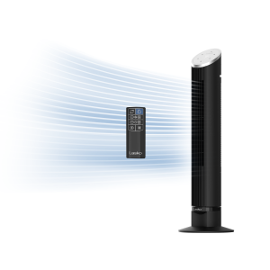 Lasko Ascend 36 DC Tower Fan: Oscillating. 12-Speed. Remote. Timer. Black