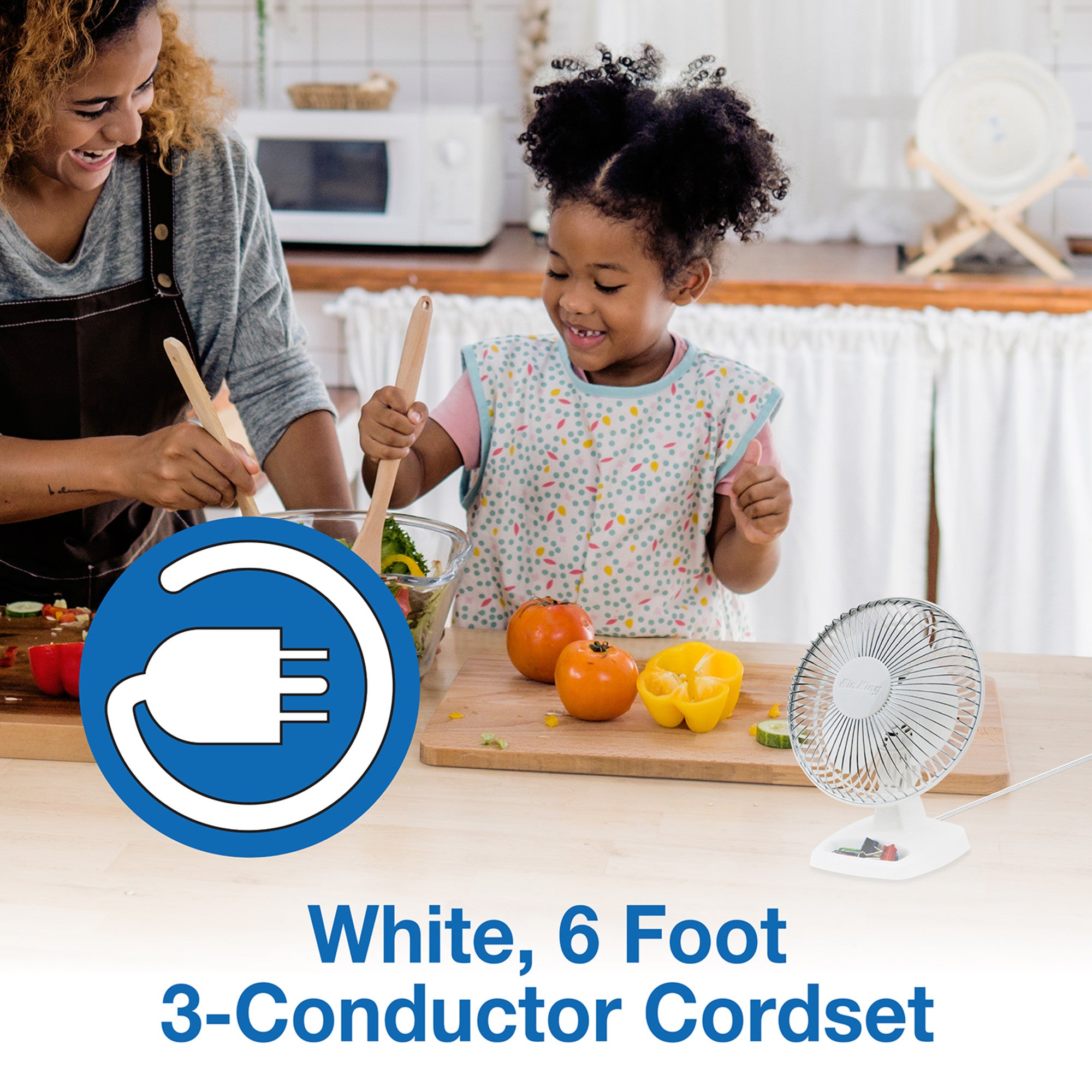 Air King 6 Commercial Grade Table Fan: 2-Speed. Tilting Head. Storage Tray. White - Image 5