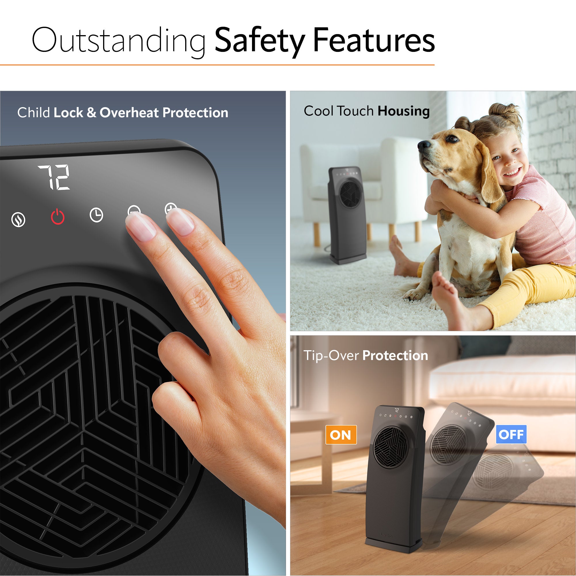 Lasko Revolution II 23 Ceramic Console Space Heater: Oscillating. 3 Heat Settings. Remote. Timer. Tip-Over Switch. Black - Image 4