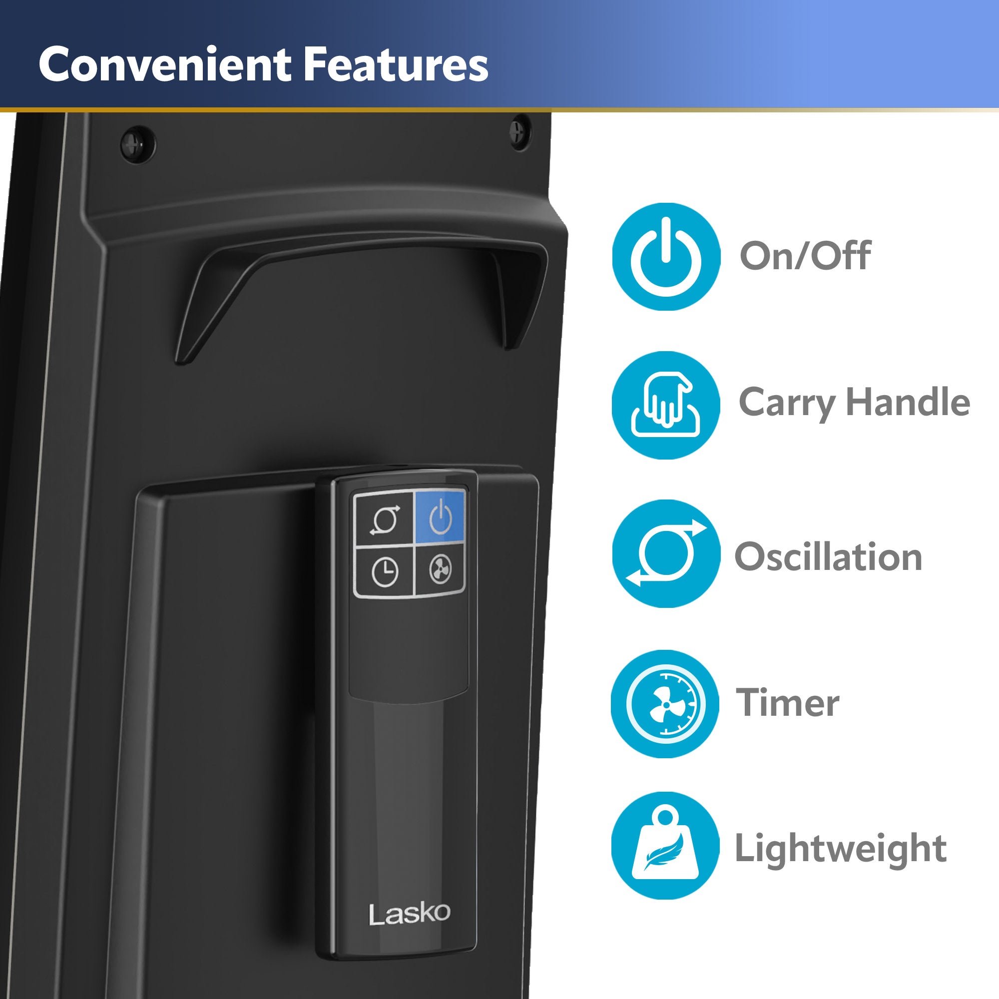 Lasko 38 Hybrid Tower Fan: Oscillating. 4-Speed. Remote. Timer. Black - Image 5