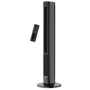 Lasko 42 Tower Fan and Ceramic Space Heater: Oscillating. 3 Heat Settings. 4 Fan Speeds. Remote. Timer. Thermostat. Black