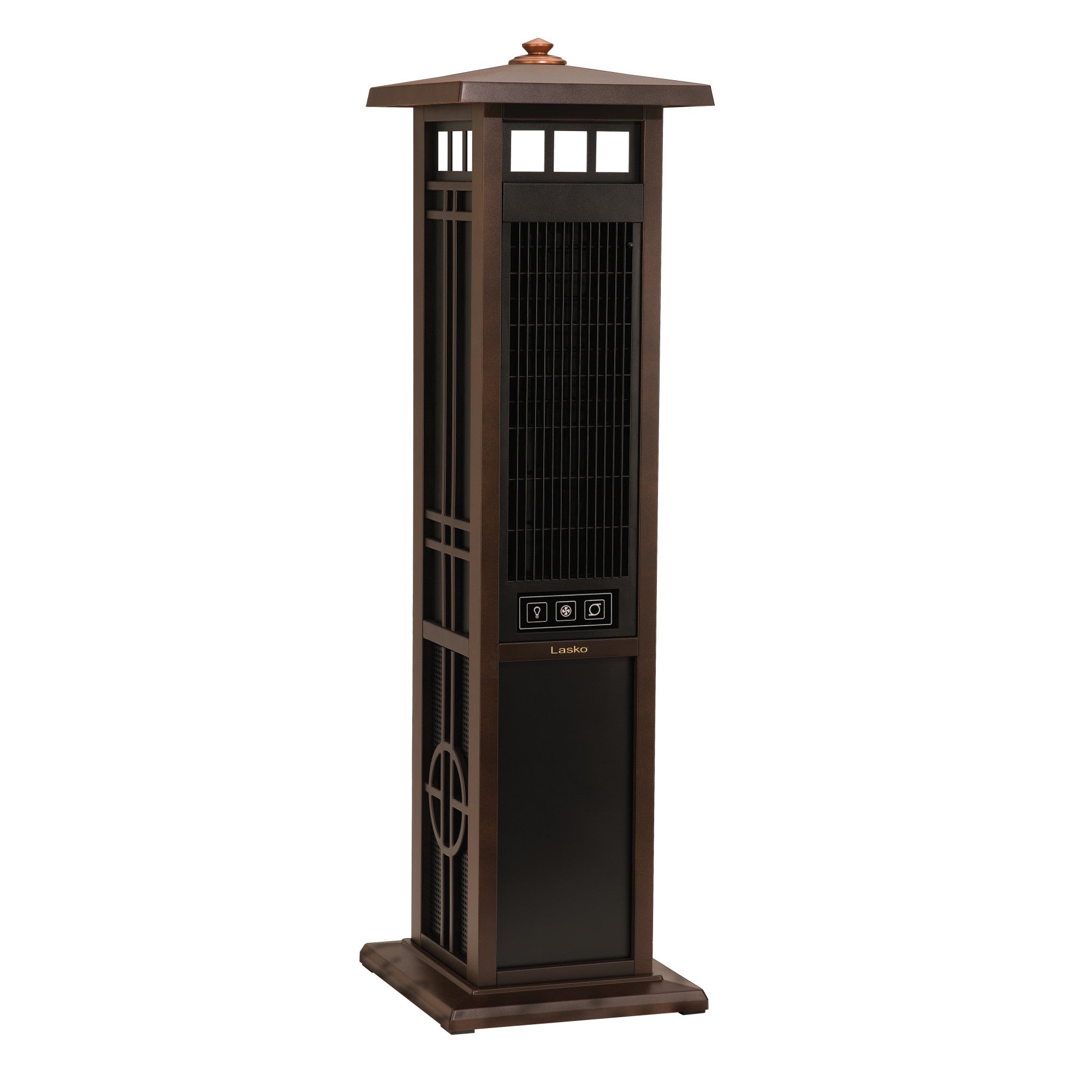 Lasko 49 Outdoor Tower Fan: Oscillating. 3-Speed. Remote. Brown