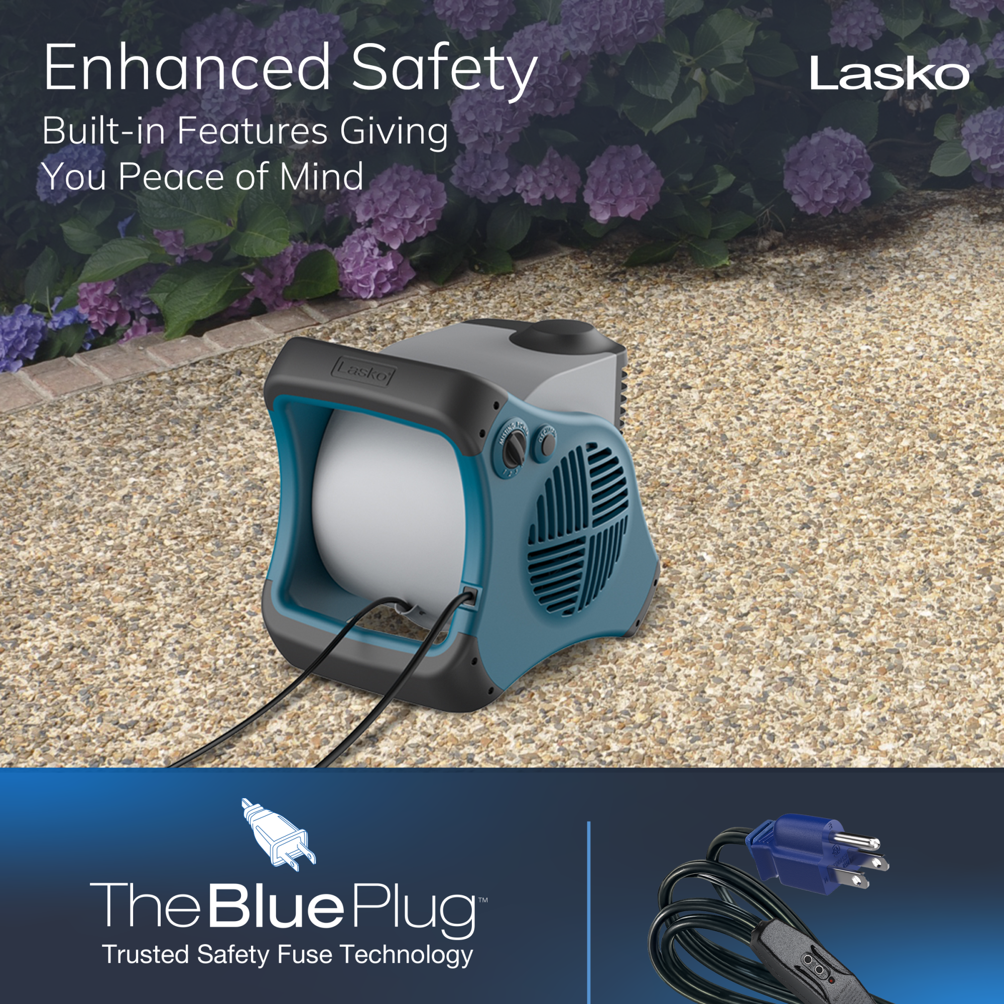 Lasko Misto 15 Outdoor Misting Fan: 3-Speed. Pivoting. Powered Louvers. Blue - Image 7
