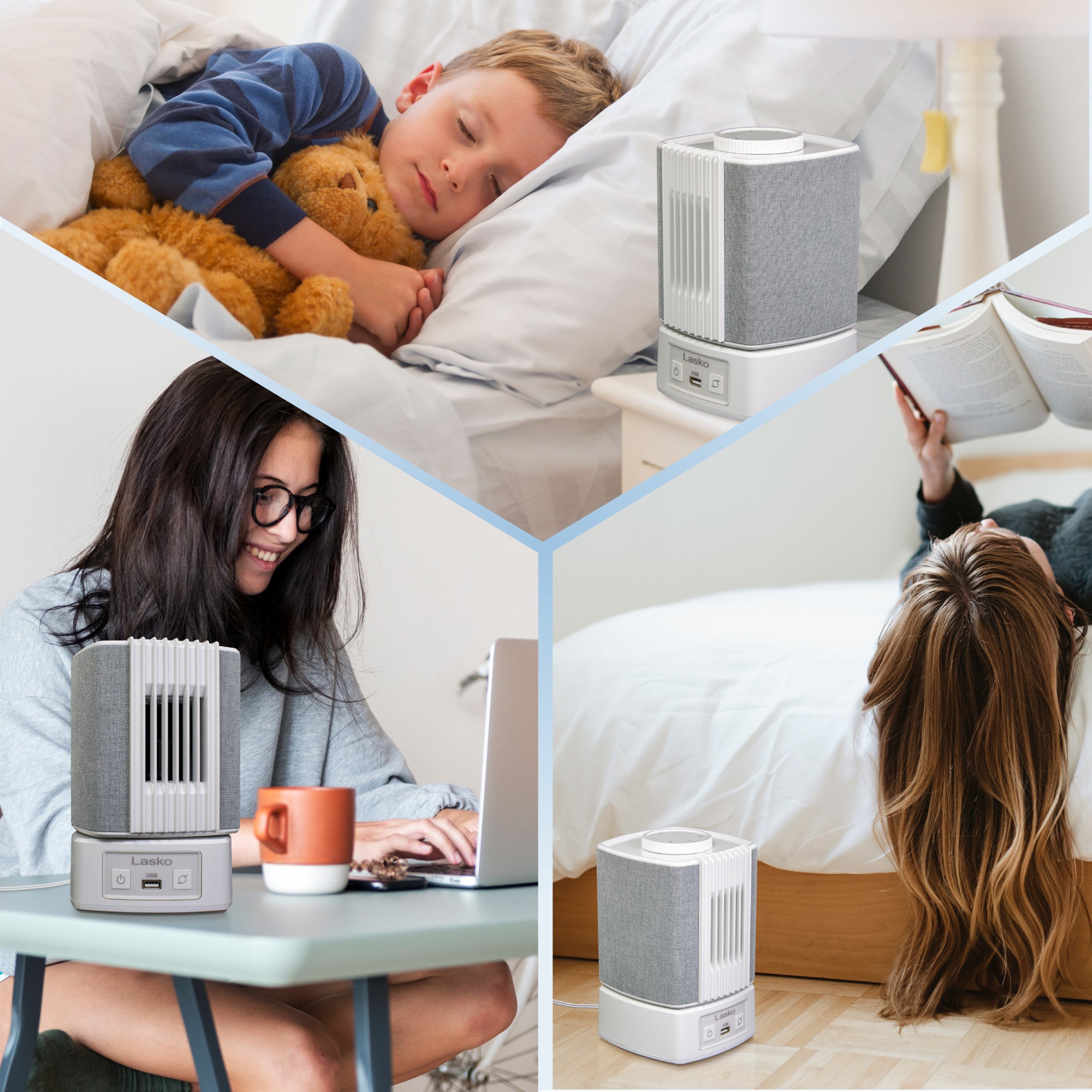 Lasko SlumberBreeze 8 Table Fan with White Noise: Oscillating. 2-Speed. White - Image 6
