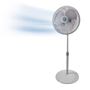 Lasko 16 Pedestal Fan: Oscillating. 3-Speed.  Adjustable Height. Gray