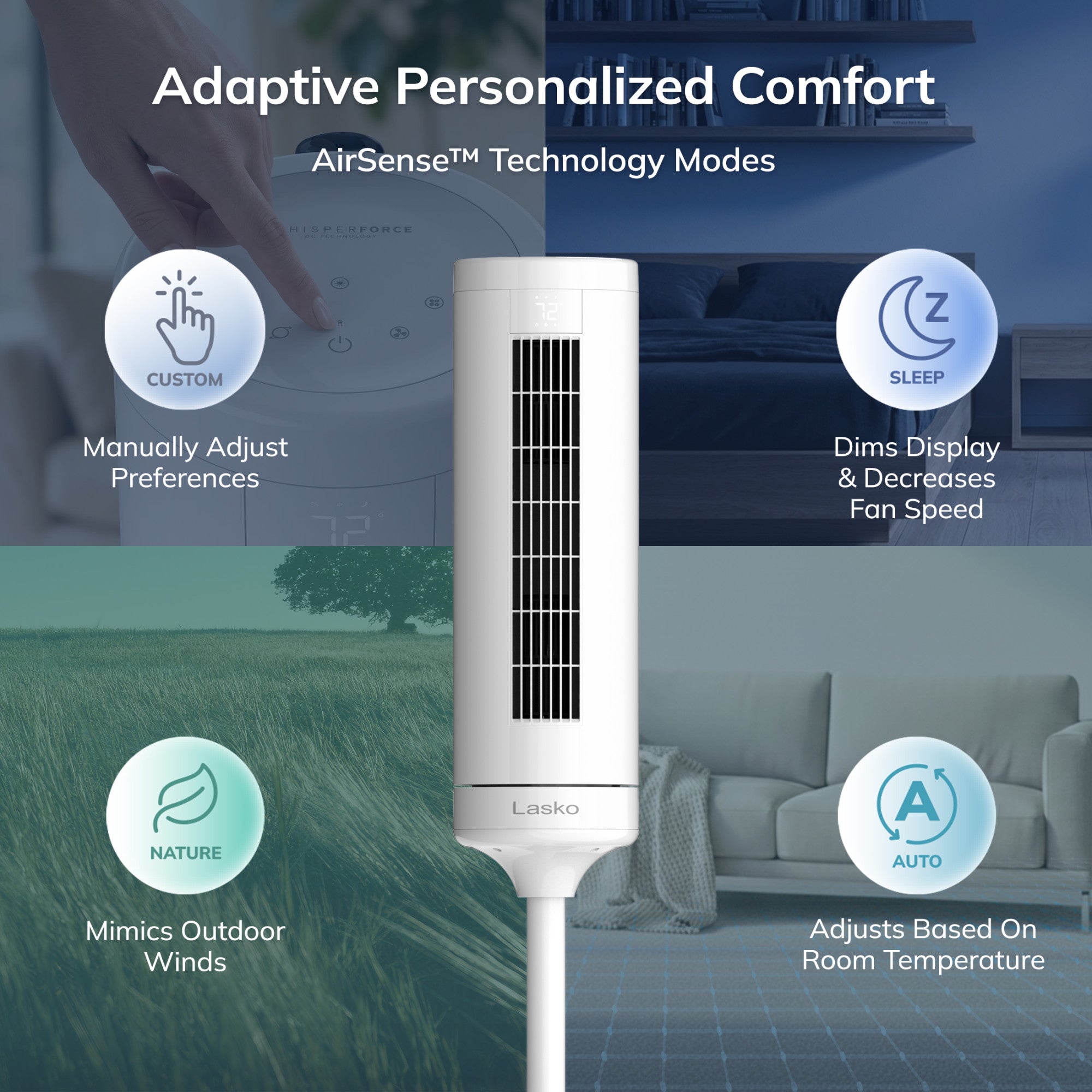 Lasko Rise 54 DC Pedestal Fan: Oscillating. 8-Speed. Remote. Timer. White - Image 4