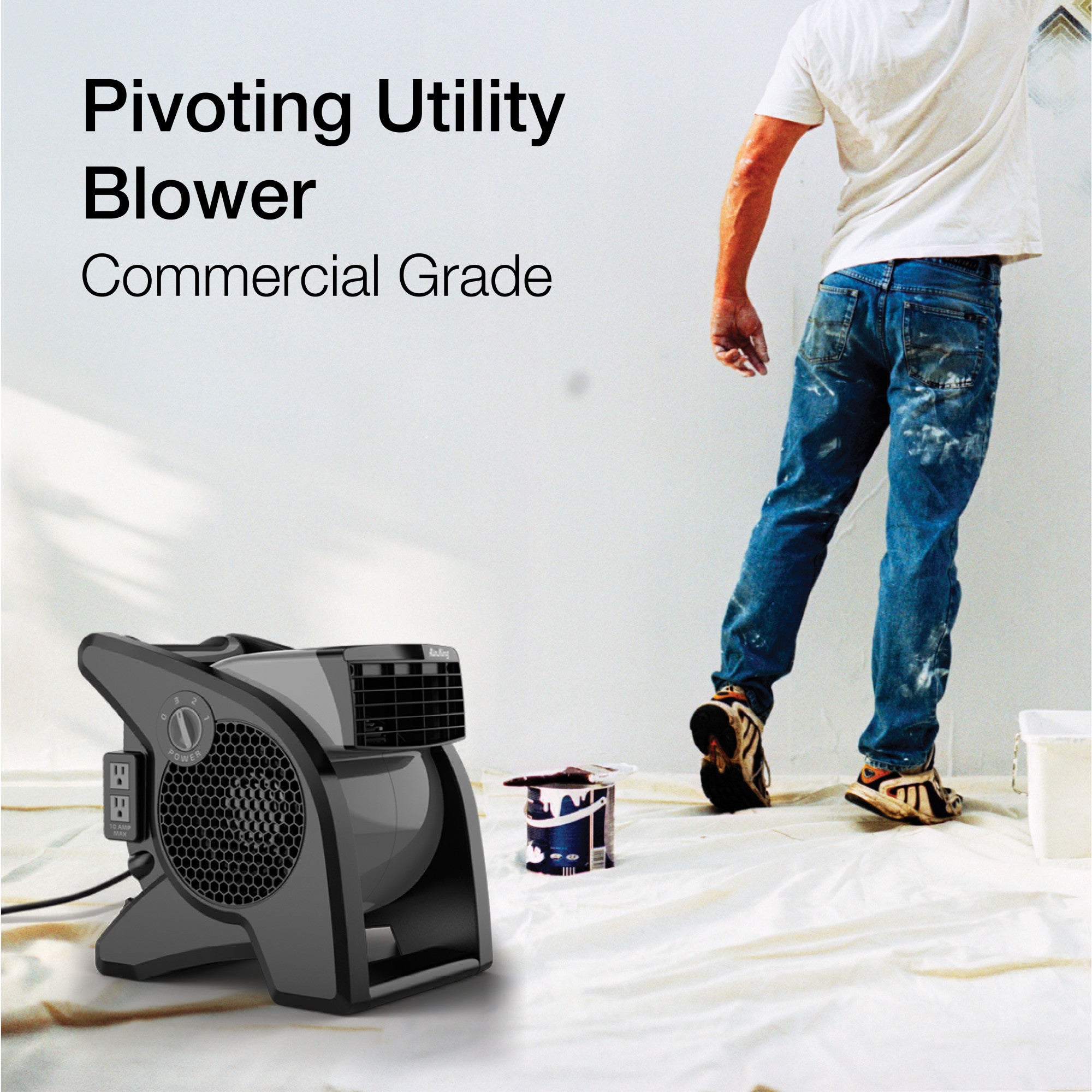 Air King 15 Air Mover Blower Fan: 3-Speed. High Velocity. 2 Outlets. Pivoting. Black - Image 2