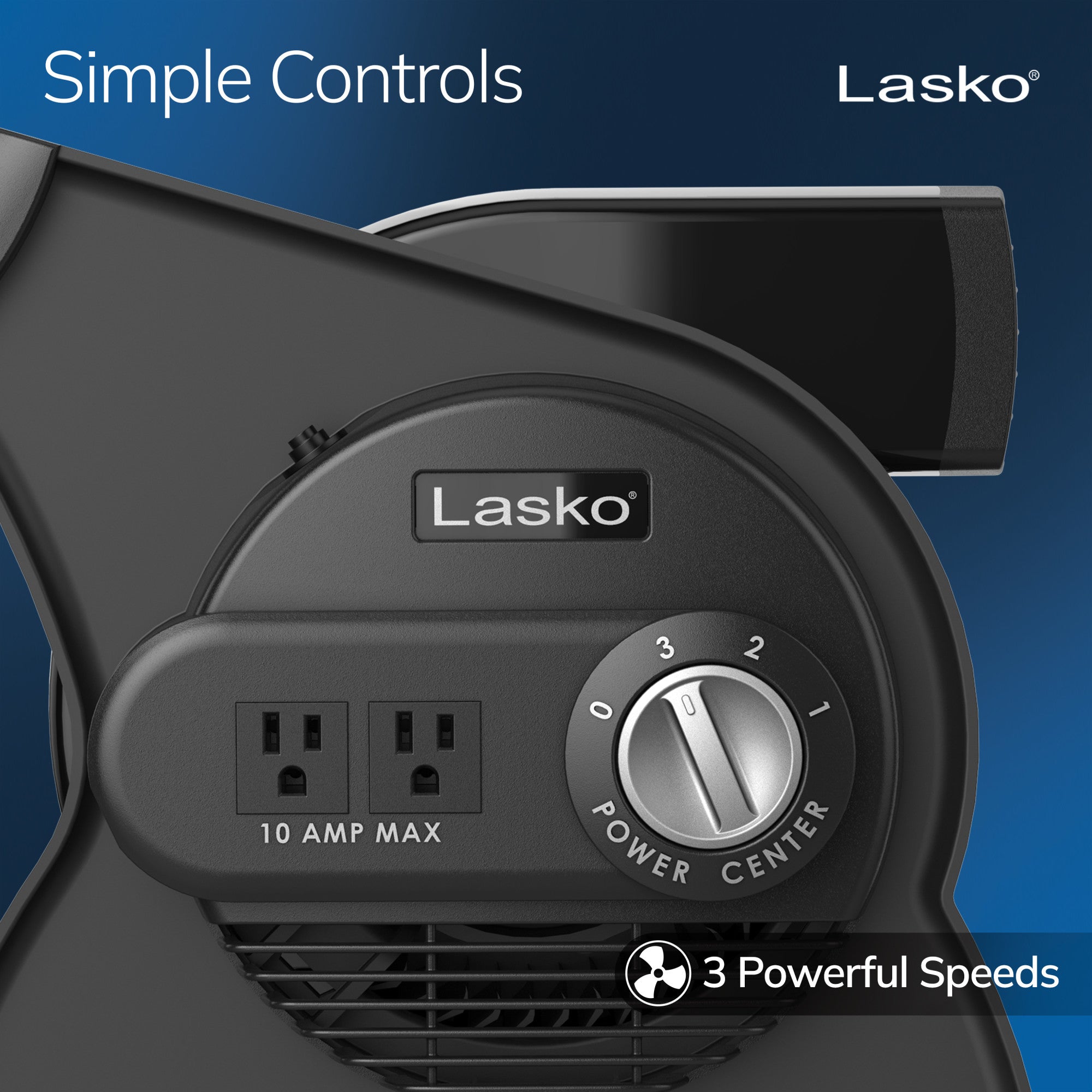 Lasko 15 Air Mover Blower Fan: 3-Speed. High Velocity. 2 Outlets. Pivoting. Black - Image 3