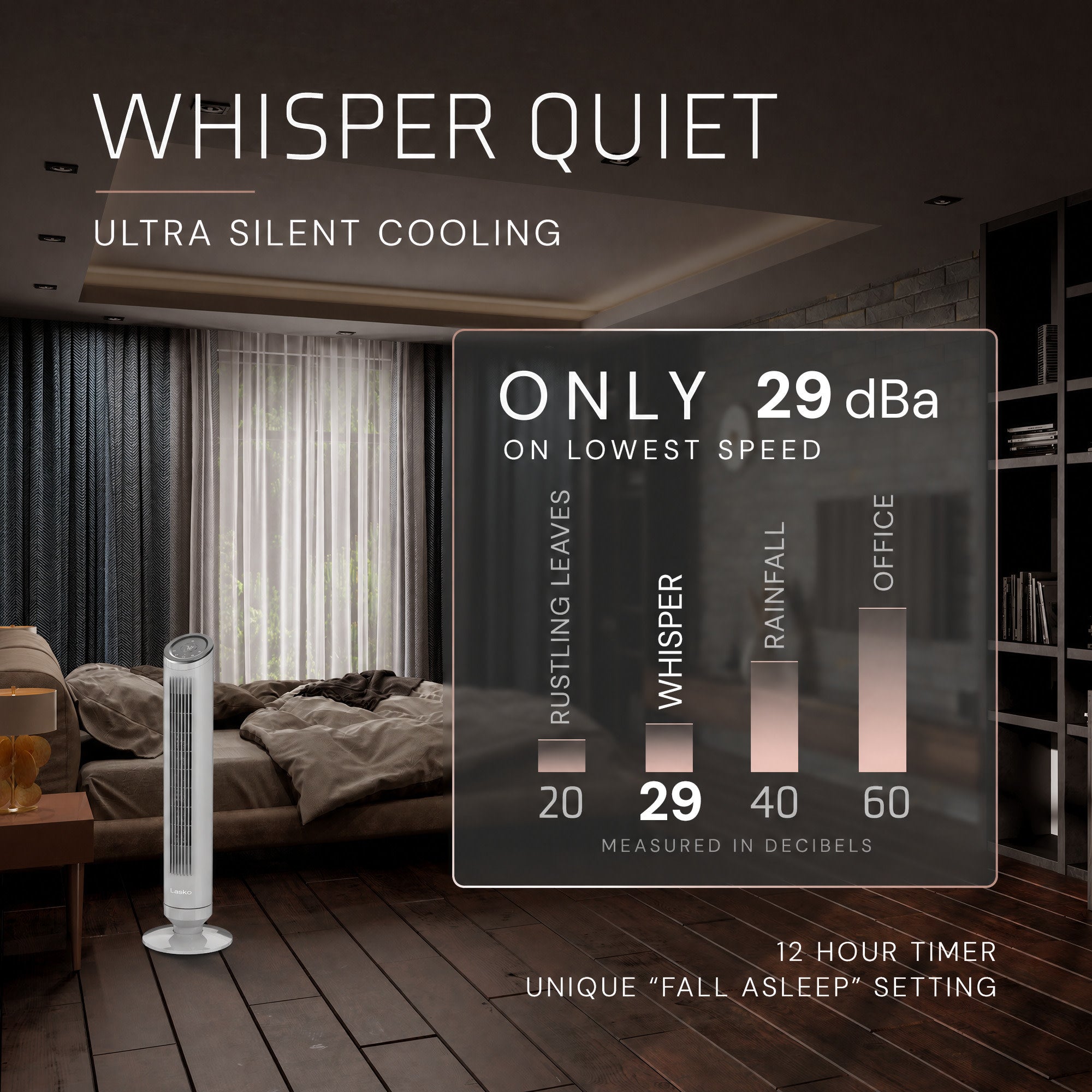 Lasko Ascend 36 Tower Fan: Oscillating. 4-Speed. Remote. Timer. Gray - Image 4