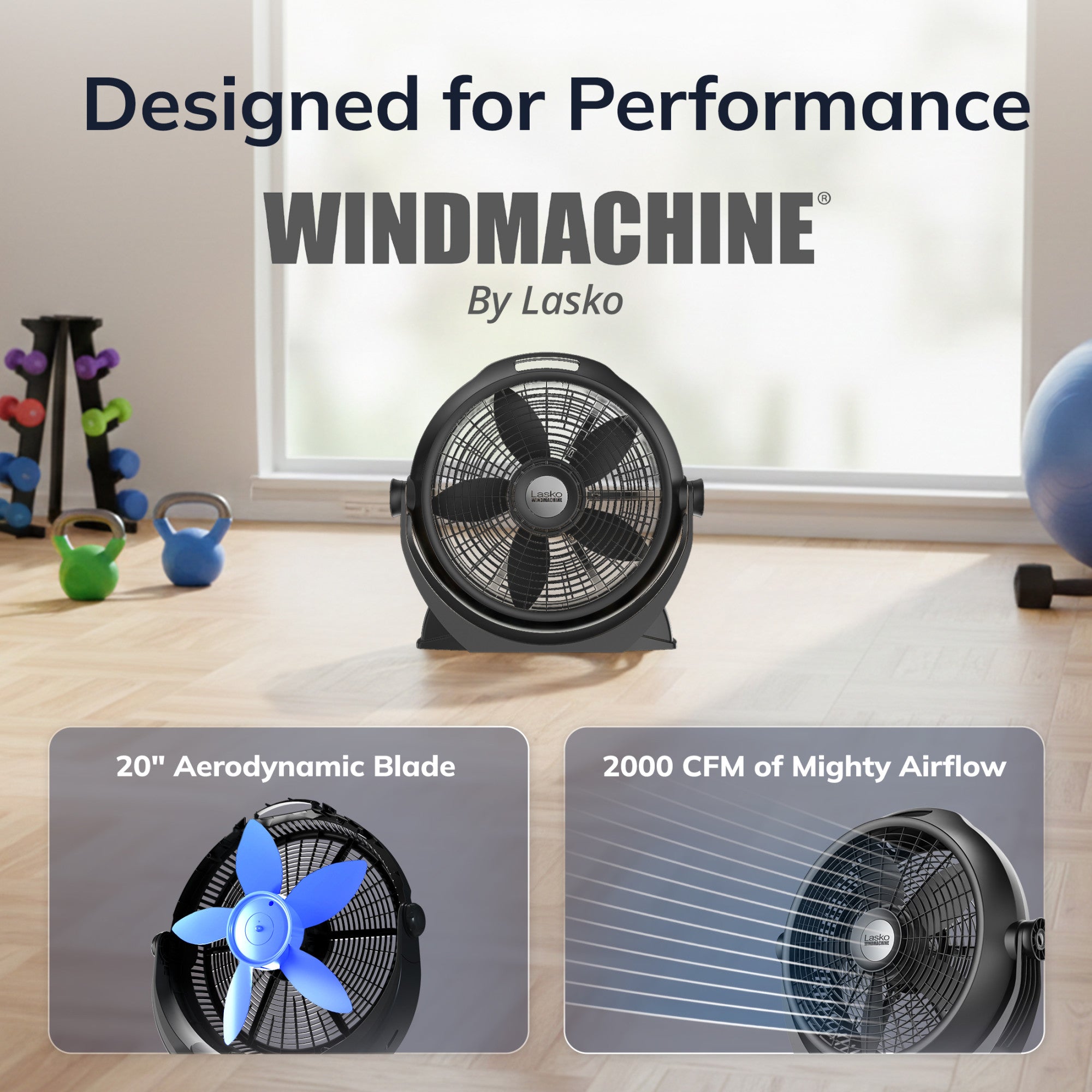 Lasko Wind Machine 20 Air Circulator Fan: 3-Speed. 360° Airflow. Black - Image 4
