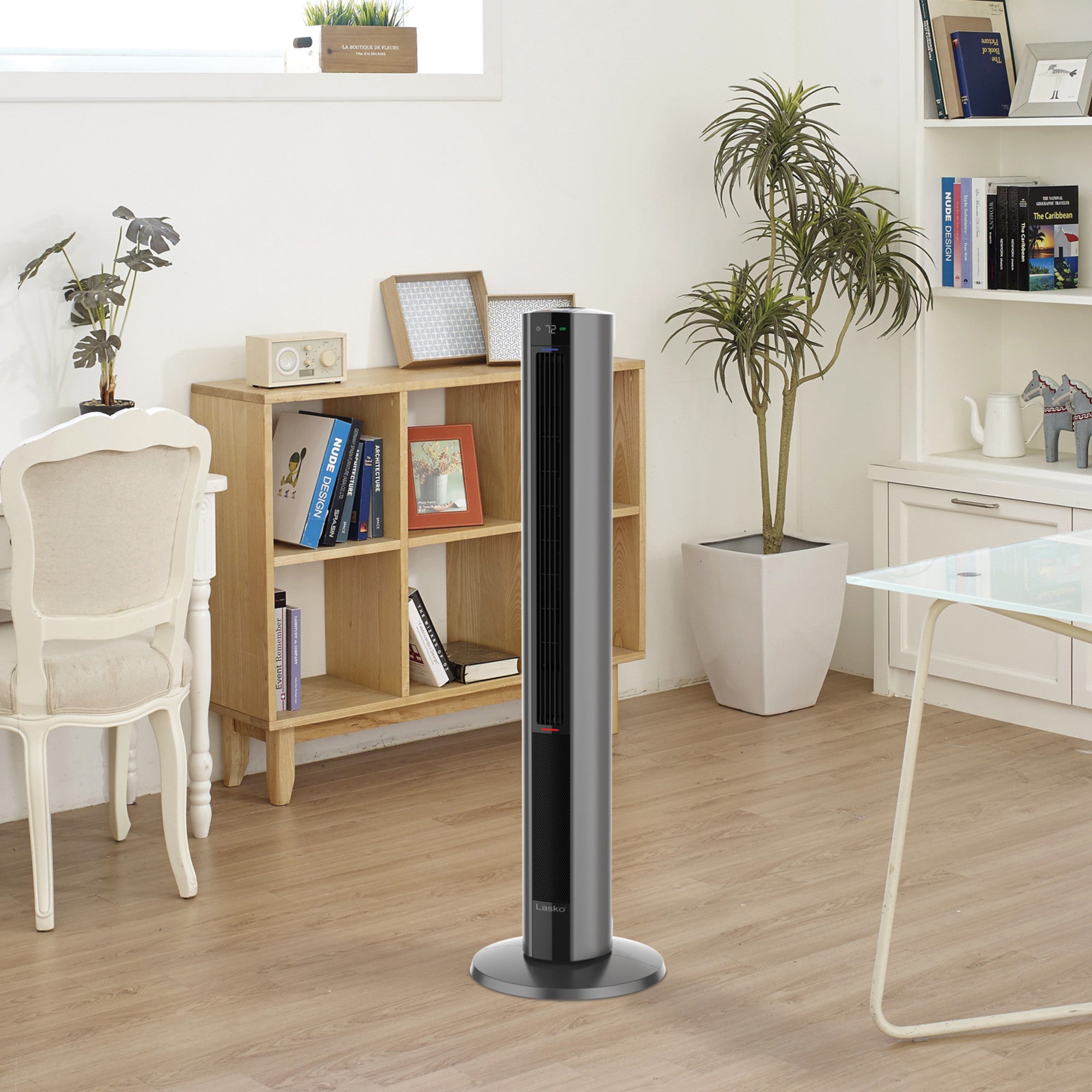Lasko DUO Comfort 42 DC Tower Fan and Ceramic Space Heater: Oscillating. 3 Heat Settings. 8 Fan Speeds. Remote. Timer. Tip-Over Switch. Child Lock. Gray - Image 15