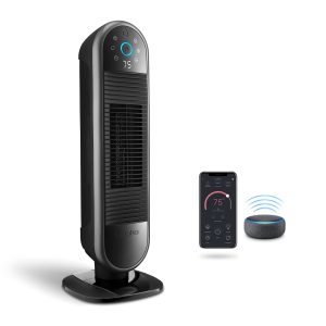Lasko 22 Smart Ceramic Tower Space Heater: Oscillating. 3 Heat Settings. WiFi. Works with Alexa. Google. Tip-Over Switch. Black