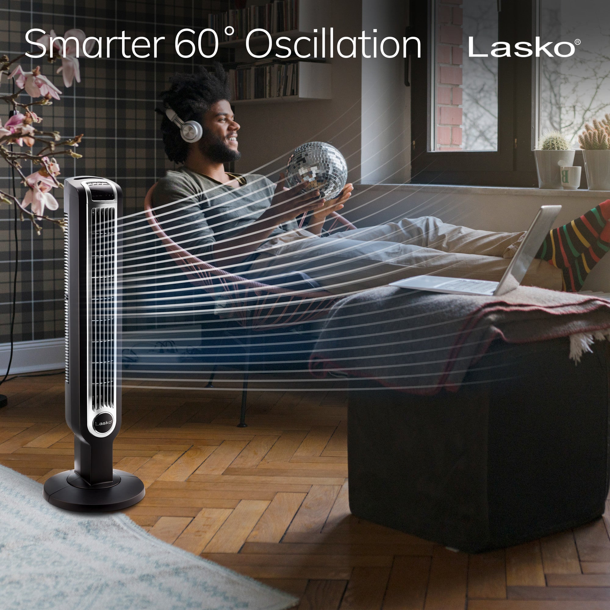 Lasko 36 Tower Fan: Oscillating. 3-Speed. Remote. Timer. Black - Image 6