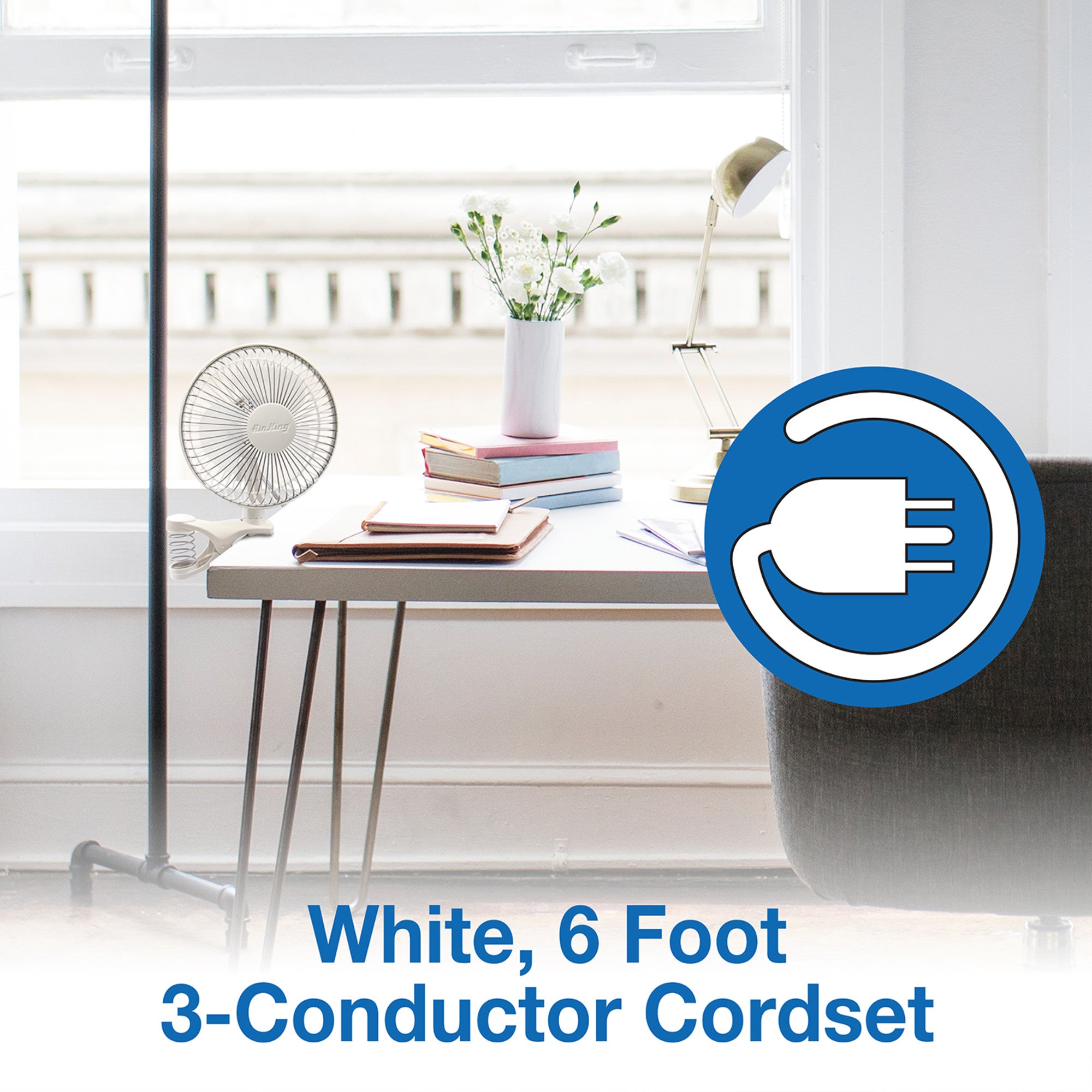 Air King 6 Commercial Grade Clip-On Fan: 2-Speed. Pivoting. White - Image 5