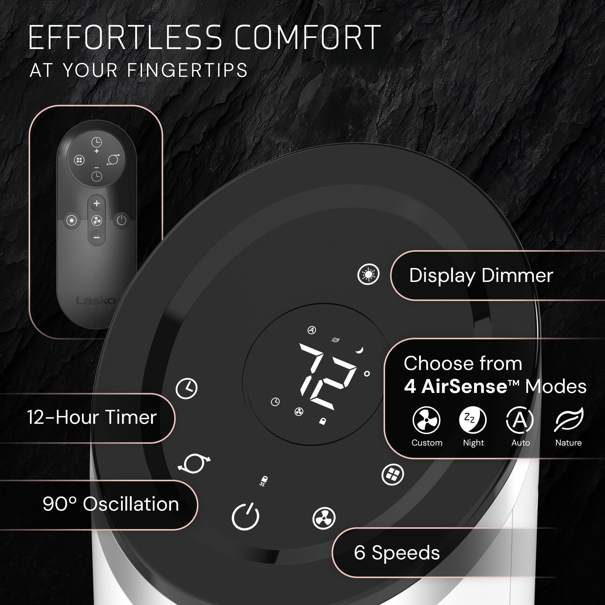 Lasko Apex 42 Tower Fan: Oscillating. 6-Speed. Remote. Timer. White - Image 7