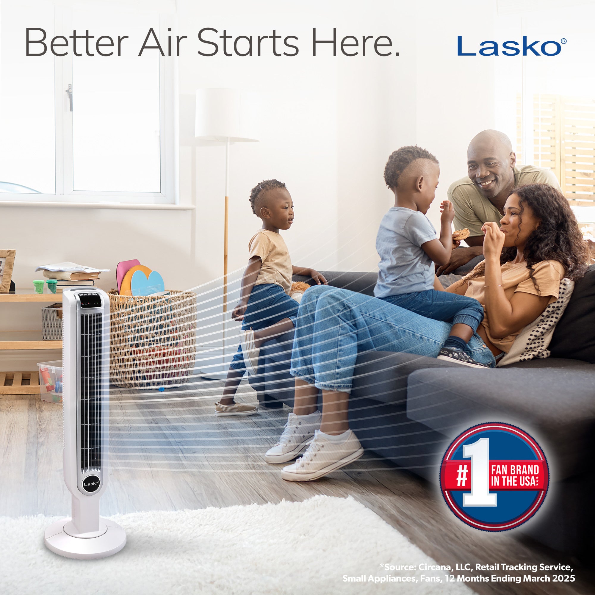 Lasko 36 Tower Fan: Oscillating. 3-Speed. Remote. Timer. White - Image 2