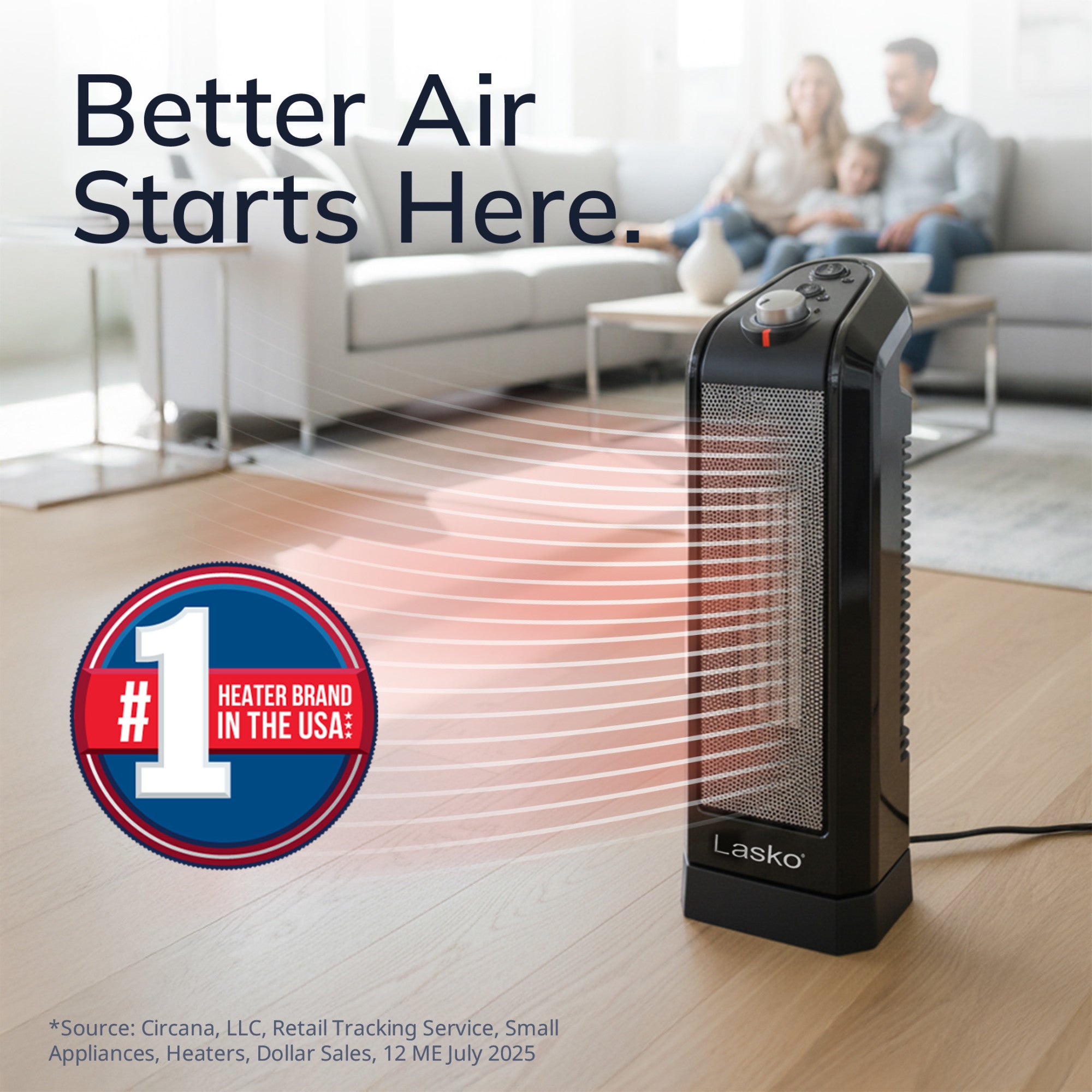 Lasko 16 Ceramic Tower Space Heater: Oscillating. 2 Heat Settings. Thermostat. Black - Image 2