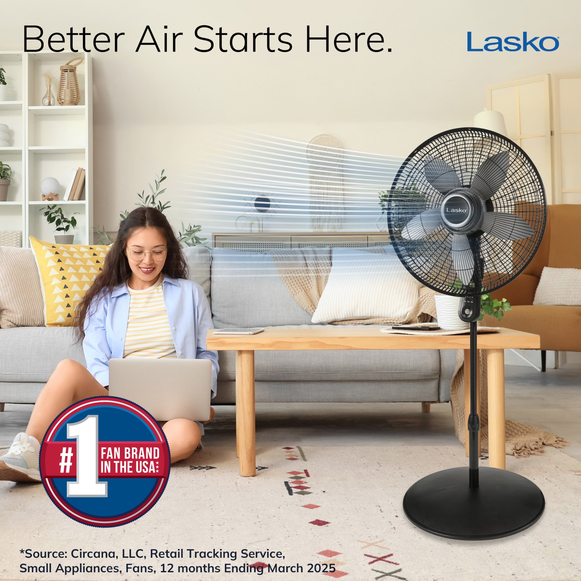 Lasko 20 Pedestal Fan: Oscillating. 4-Speed. Remote. Timer. Black - Image 2