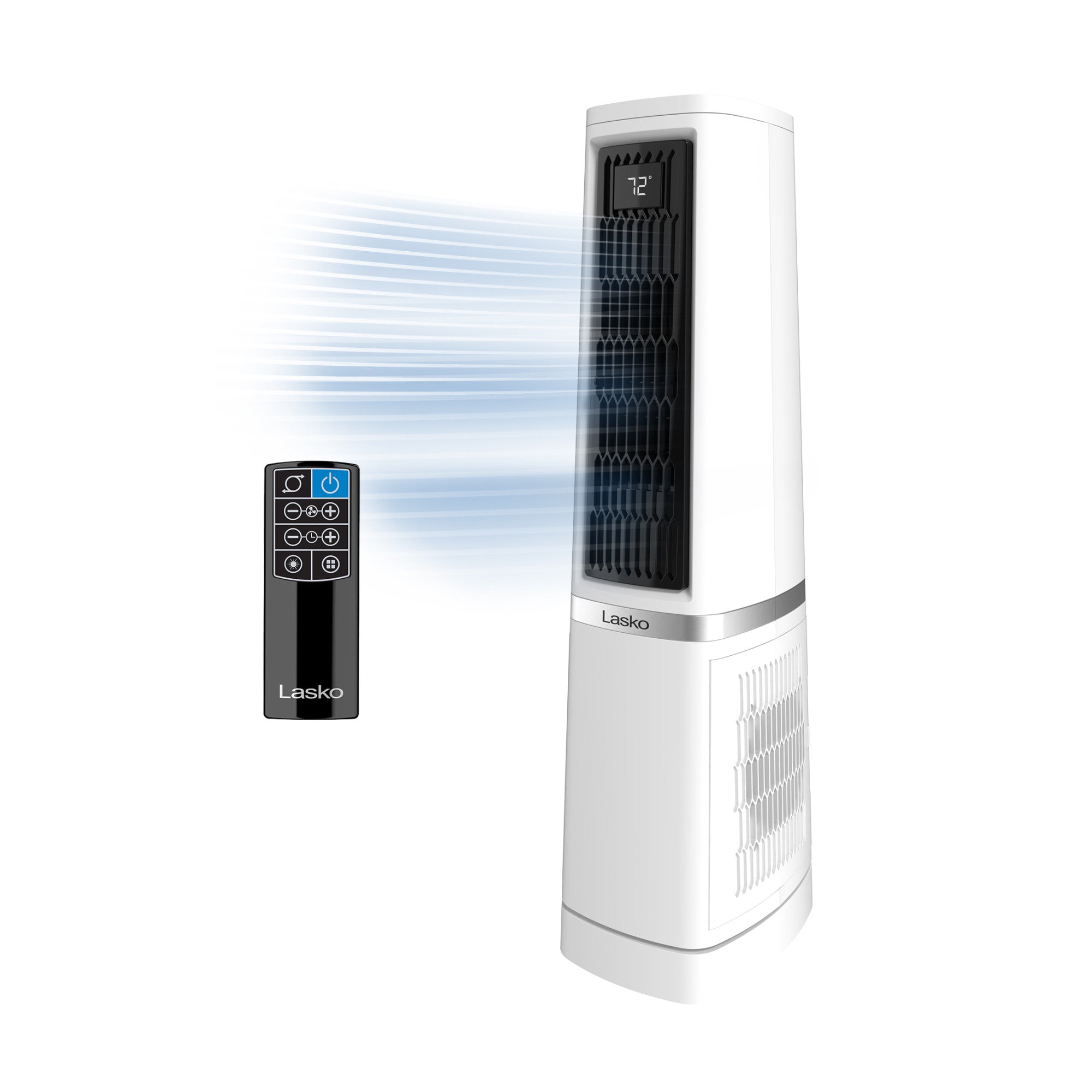 Lasko Stratus 35 DC Tower Fan: Oscillating. 12-Speed. High Velocity. Remote. White