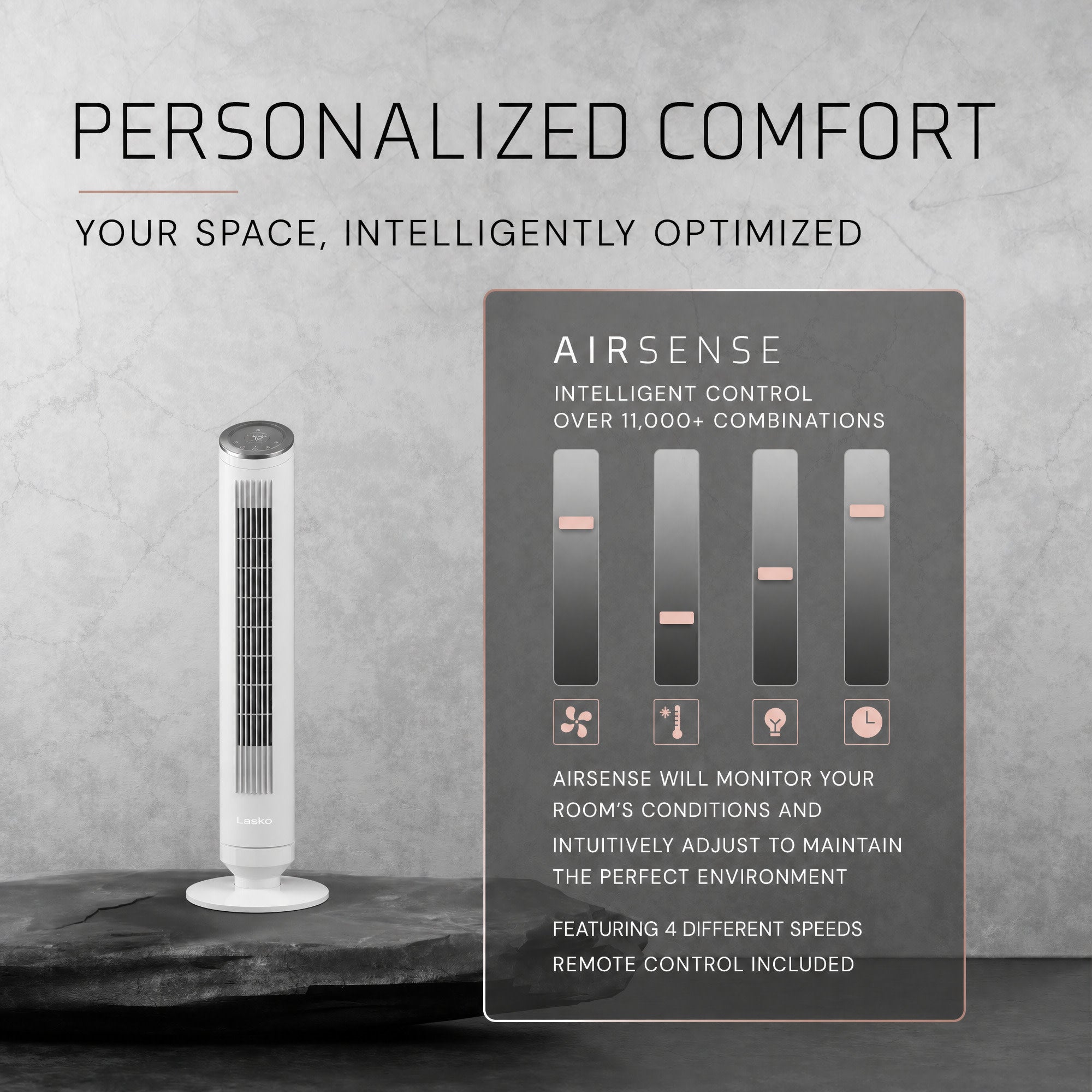 Lasko Ascend 36 Tower Fan: Oscillating. 4-Speed. Remote. Timer. Gray - Image 6
