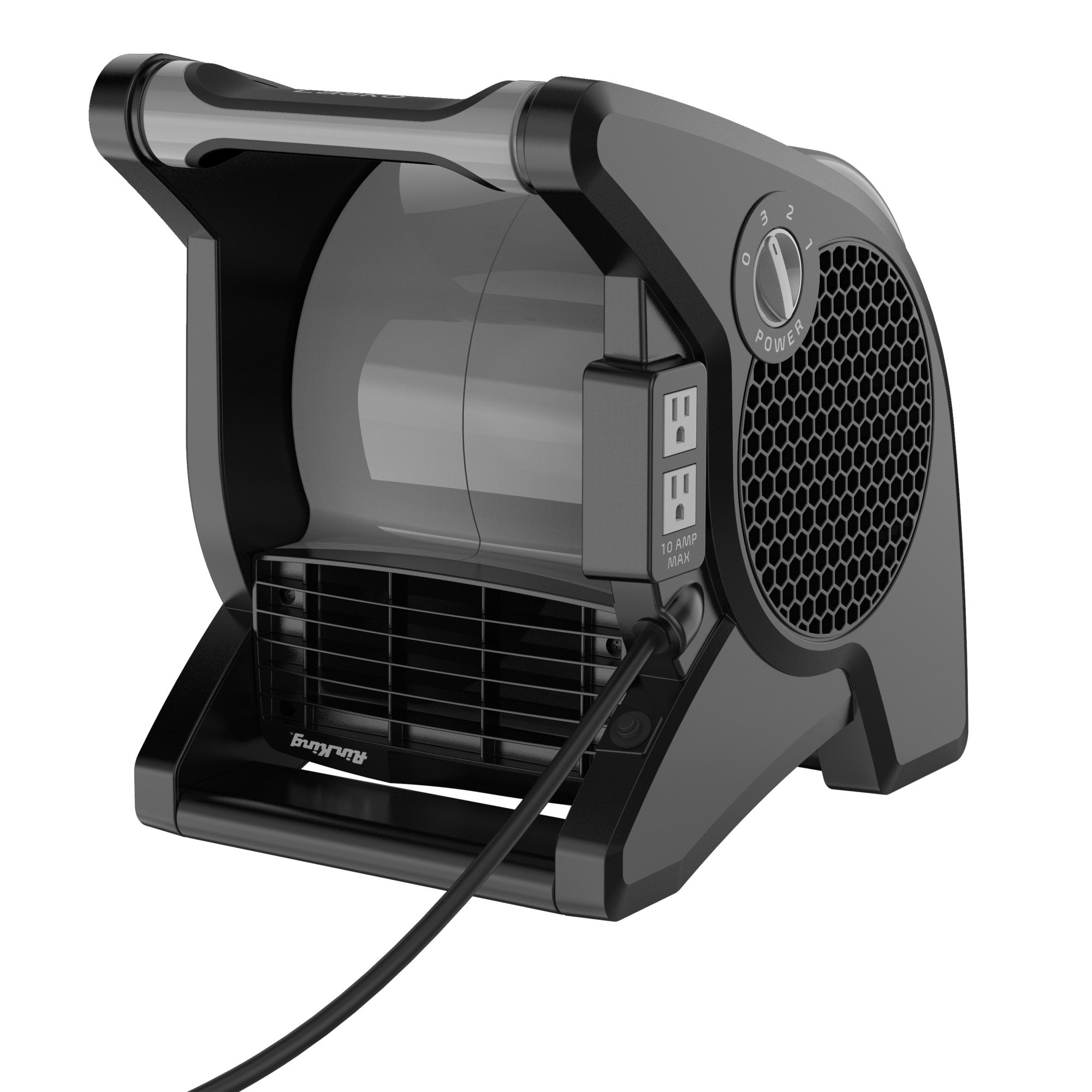 Air King 15 Air Mover Blower Fan: 3-Speed. High Velocity. 2 Outlets. Pivoting. Black - Image 9