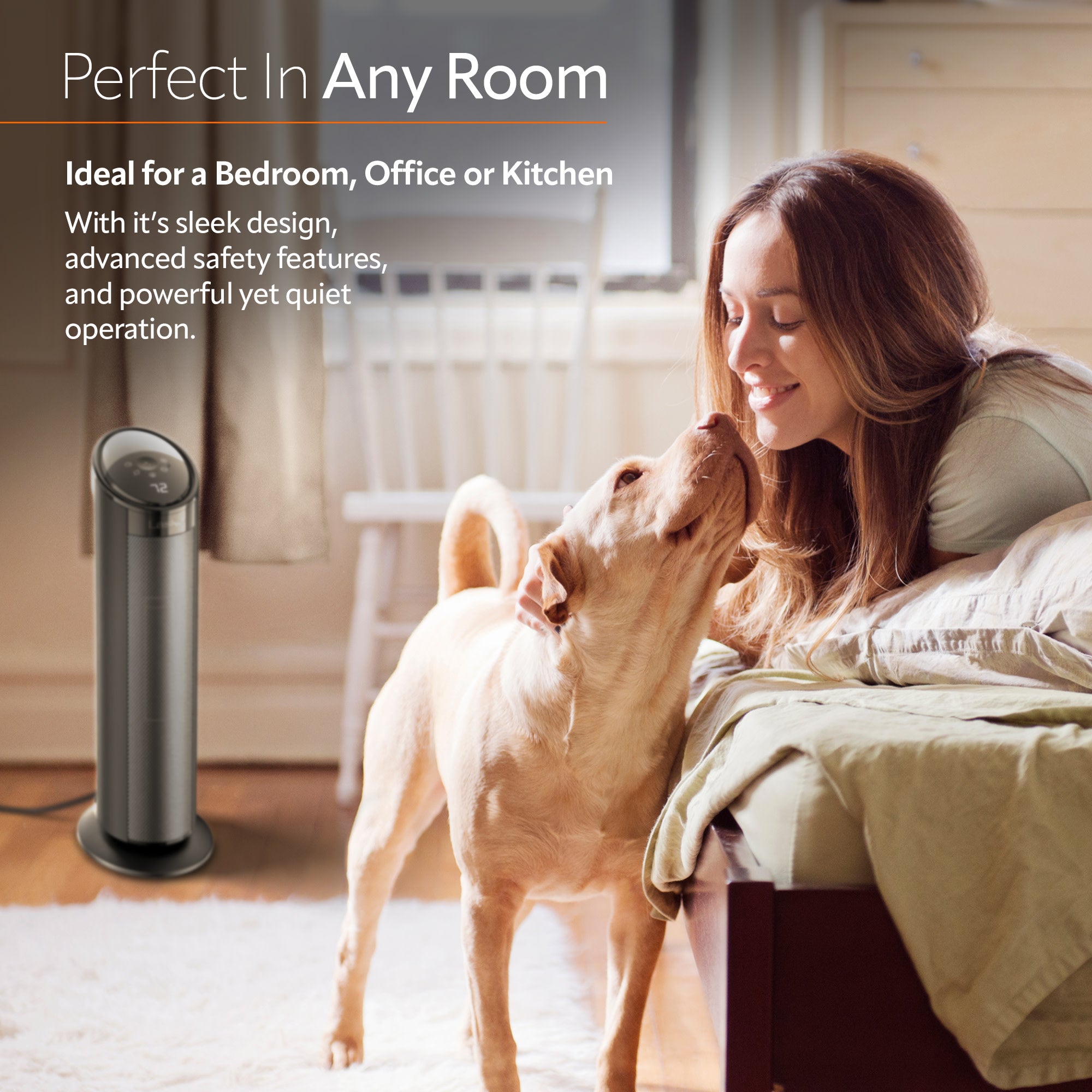 Lasko 22 Ceramic Tower Space Heater: Oscillating. 3 Heat Settings. Remote. Timer. Tip-Over Switch. Child Lock. Thermostat. Black - Image 6