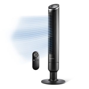Lasko Apex 42 Tower Fan: Oscillating. 6-Speed. Remote. Timer. Black