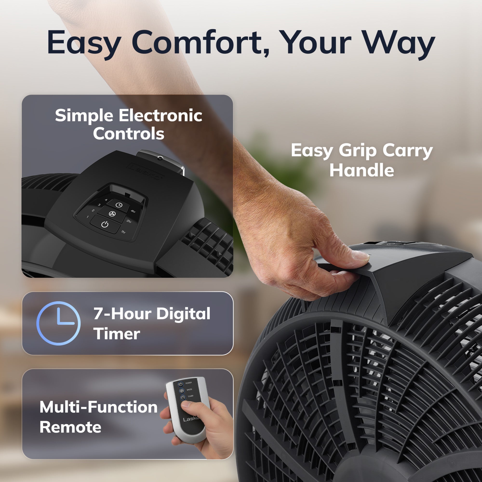 Lasko Cyclone 20 Air Circulator Fan: Wall Mount. 4-Speed. Remote. Black - Image 6