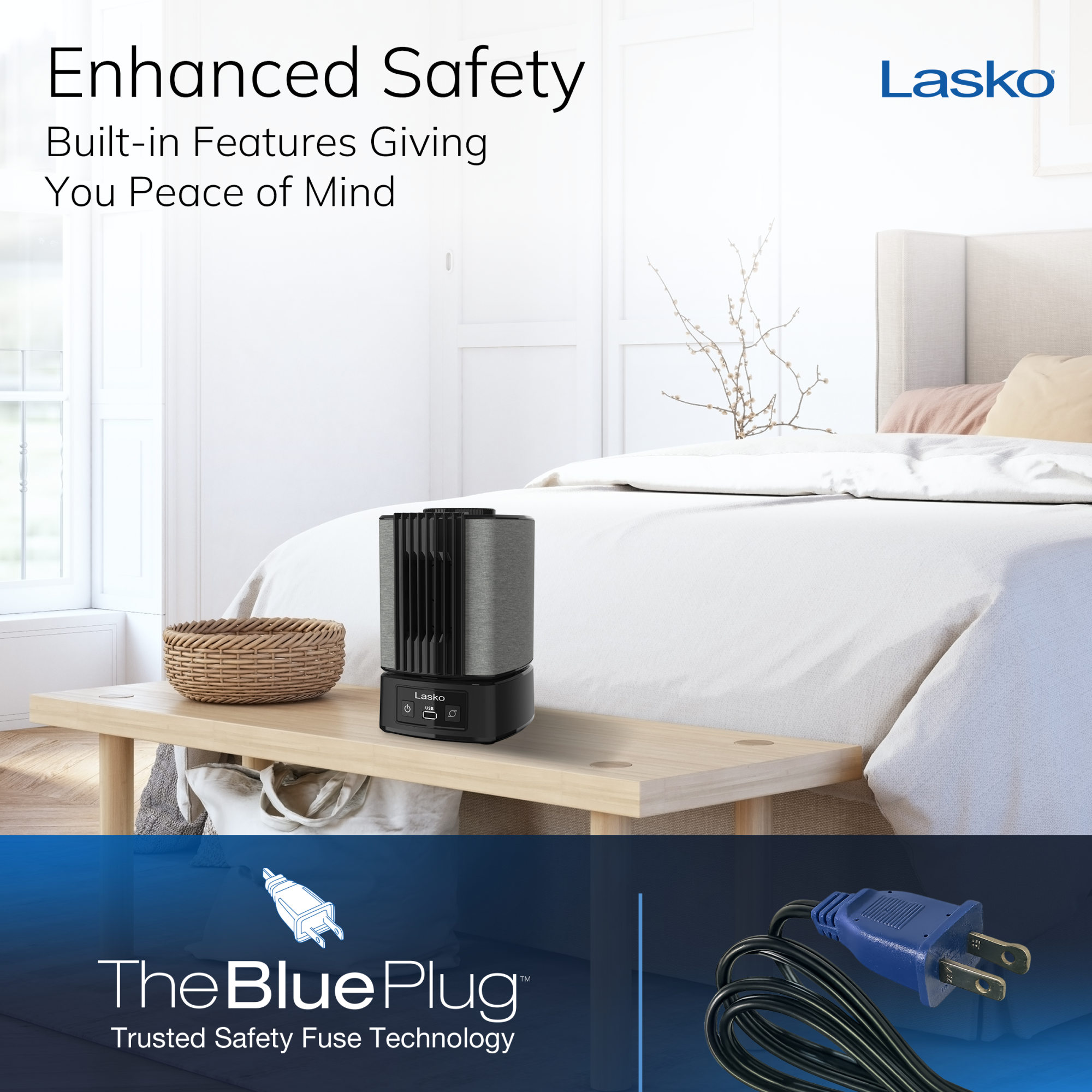 Lasko SlumberBreeze 8 Table Fan with White Noise: Oscillating. 2-Speed. Black - Image 6