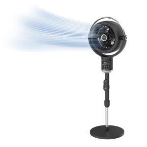 Lasko Whirlwind 7 DC Pedestal Fan: Dual Oscillation. 24-Speed. Remote. Timer. Black