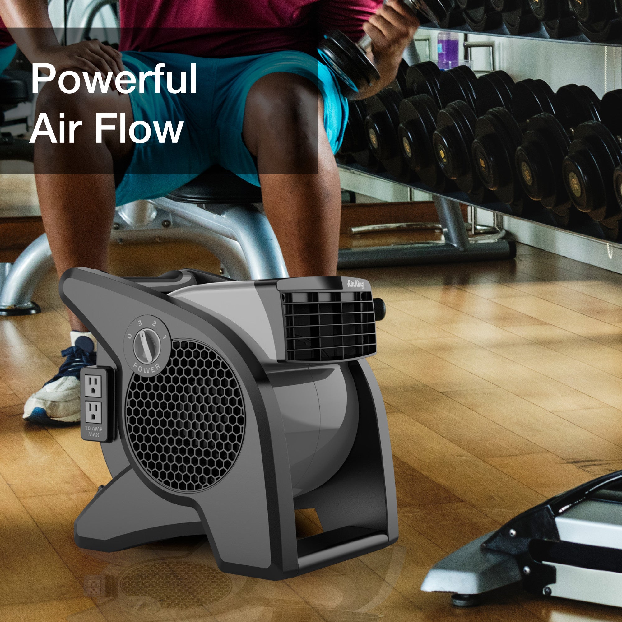 Air King 15 Air Mover Blower Fan: 3-Speed. High Velocity. 2 Outlets. Pivoting. Black - Image 3