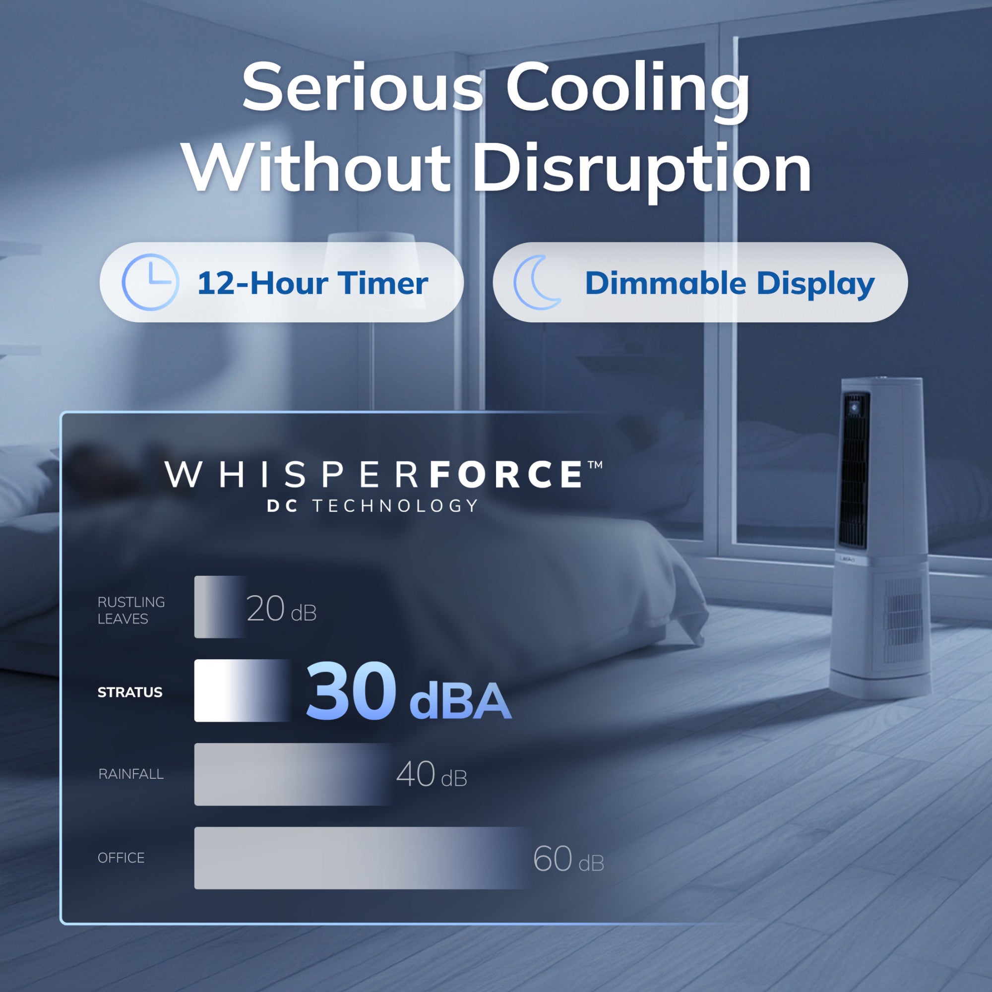 Lasko Stratus 35 DC Tower Fan: Oscillating. 12-Speed. High Velocity. Remote. White - Image 3