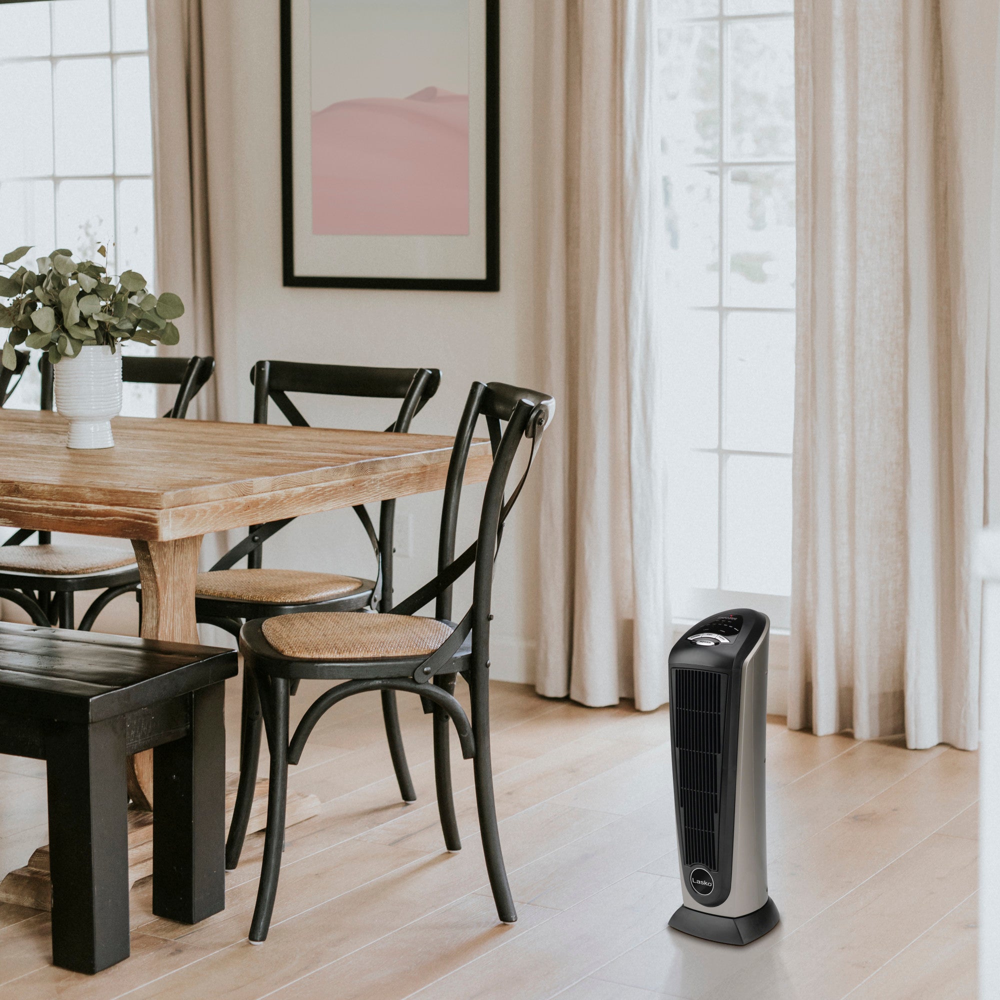 Lasko 23 Ceramic Tower Space Heater: Oscillating. 2 Heat Settings. Remote. Timer. Thermostat. Silver - Image 12