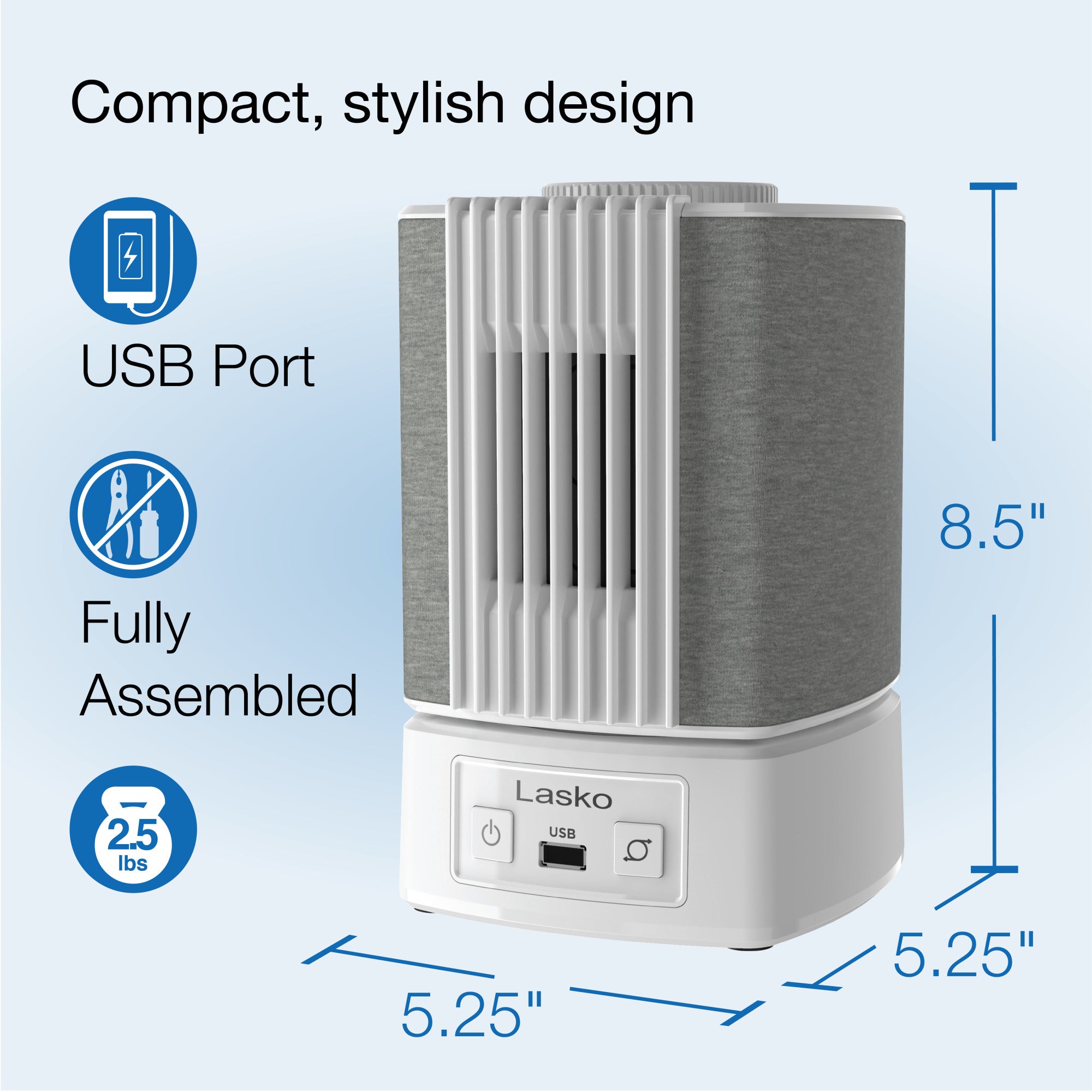 Lasko SlumberBreeze 8 Table Fan with White Noise: Oscillating. 2-Speed. White - Image 5