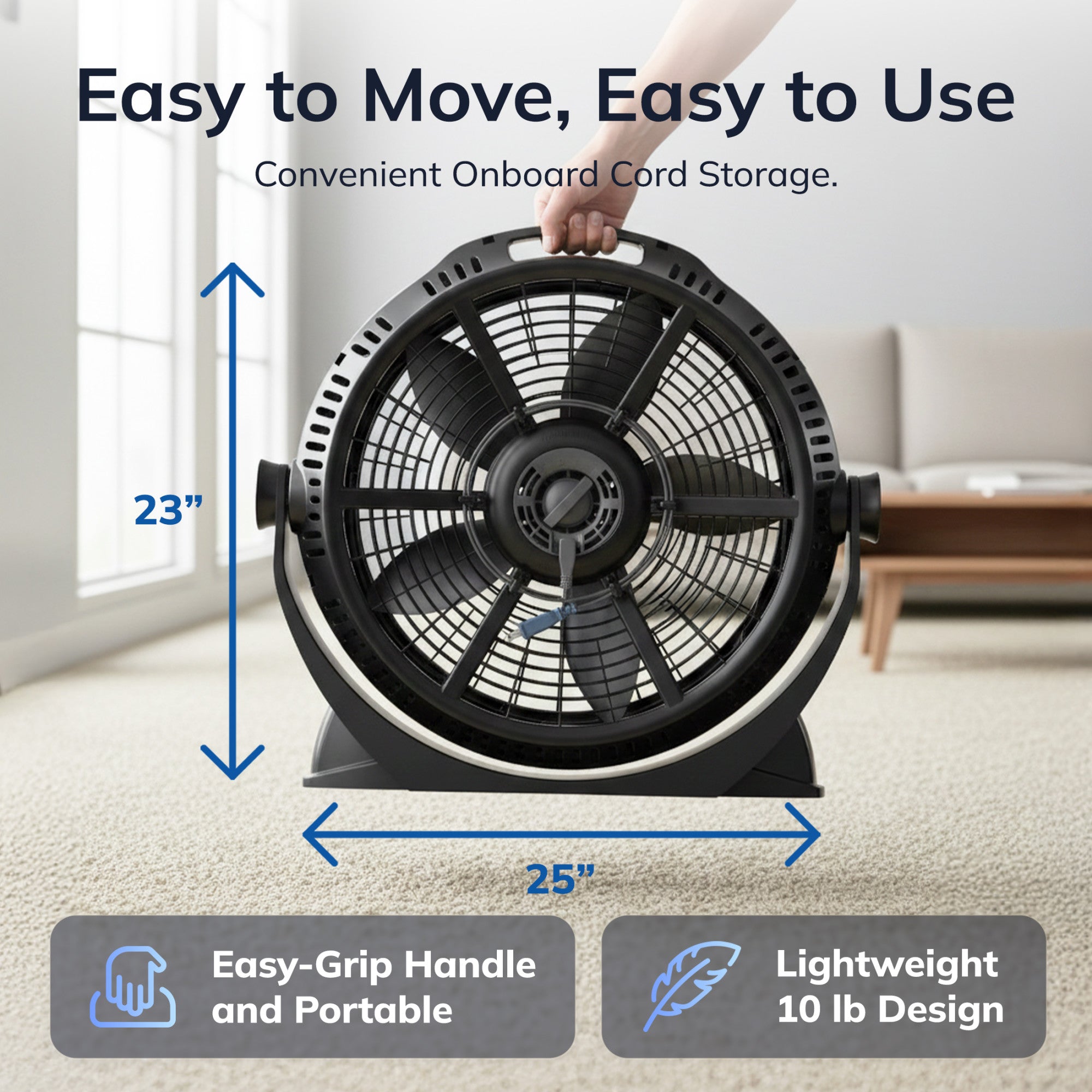 Lasko Wind Machine 20 Air Circulator Fan: 3-Speed. 360° Airflow. Black - Image 7