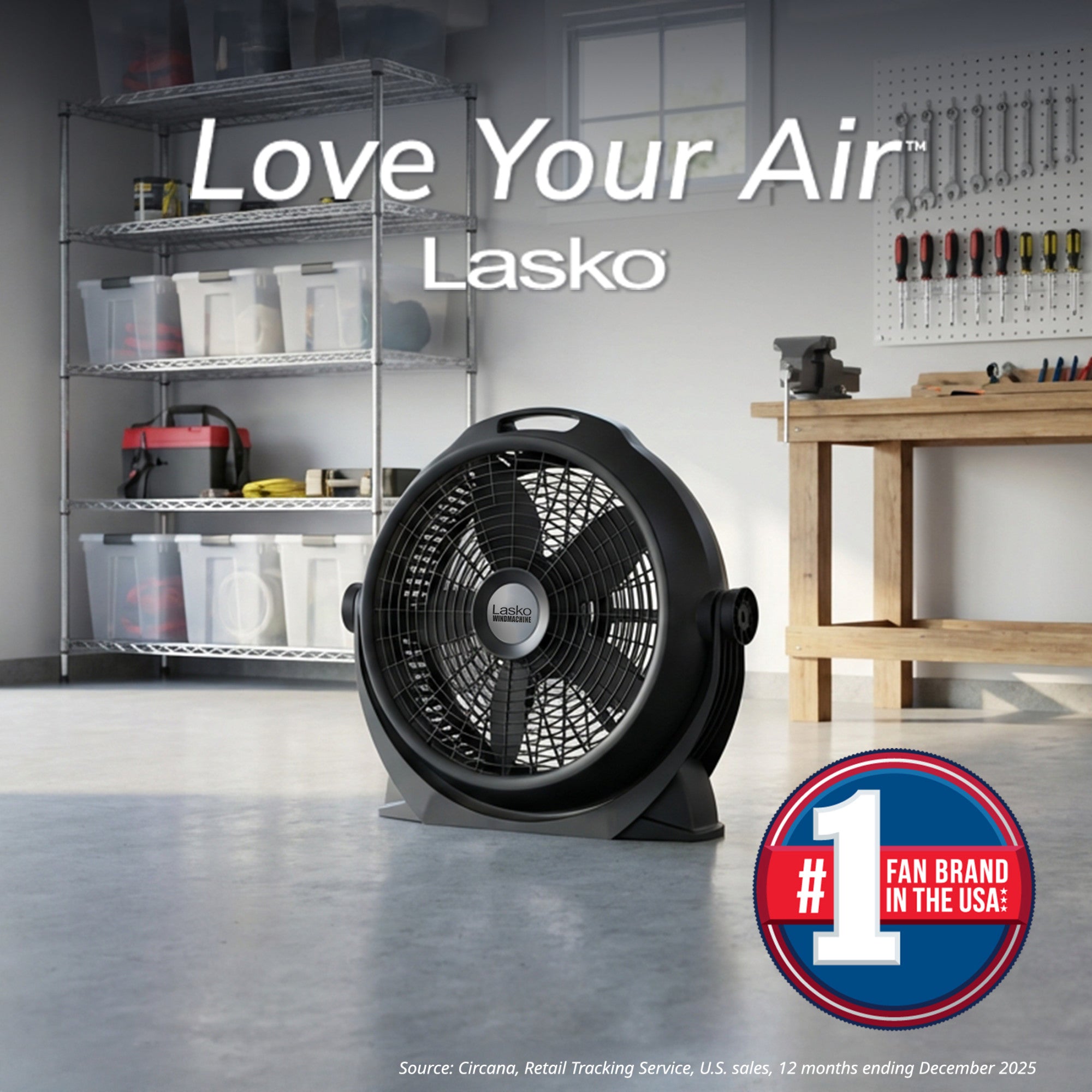 Lasko Wind Machine 20 Air Circulator Fan: 3-Speed. 360° Airflow. Black - Image 2
