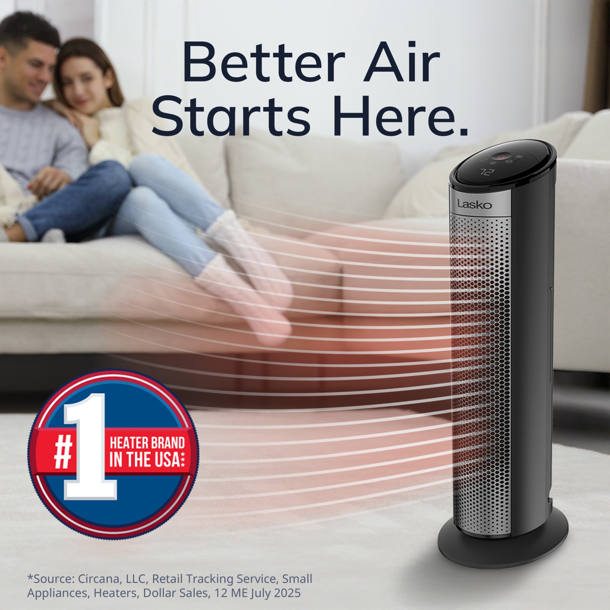 Lasko 22 Ceramic Tower Space Heater: Oscillating. 3 Heat Settings. Remote. Timer. Tip-Over Switch. Child Lock. Thermostat. Black - Image 2
