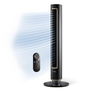 Lasko Pinnacle 40 DC Tower Fan: Oscillating. 12-Speed. Remote. Timer. Black