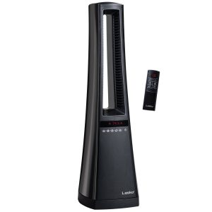 Lasko 27 Bladeless Ceramic Tower Space Heater: Oscillating. 2 Heat Settings. Remote. Timer. Thermostat. Black