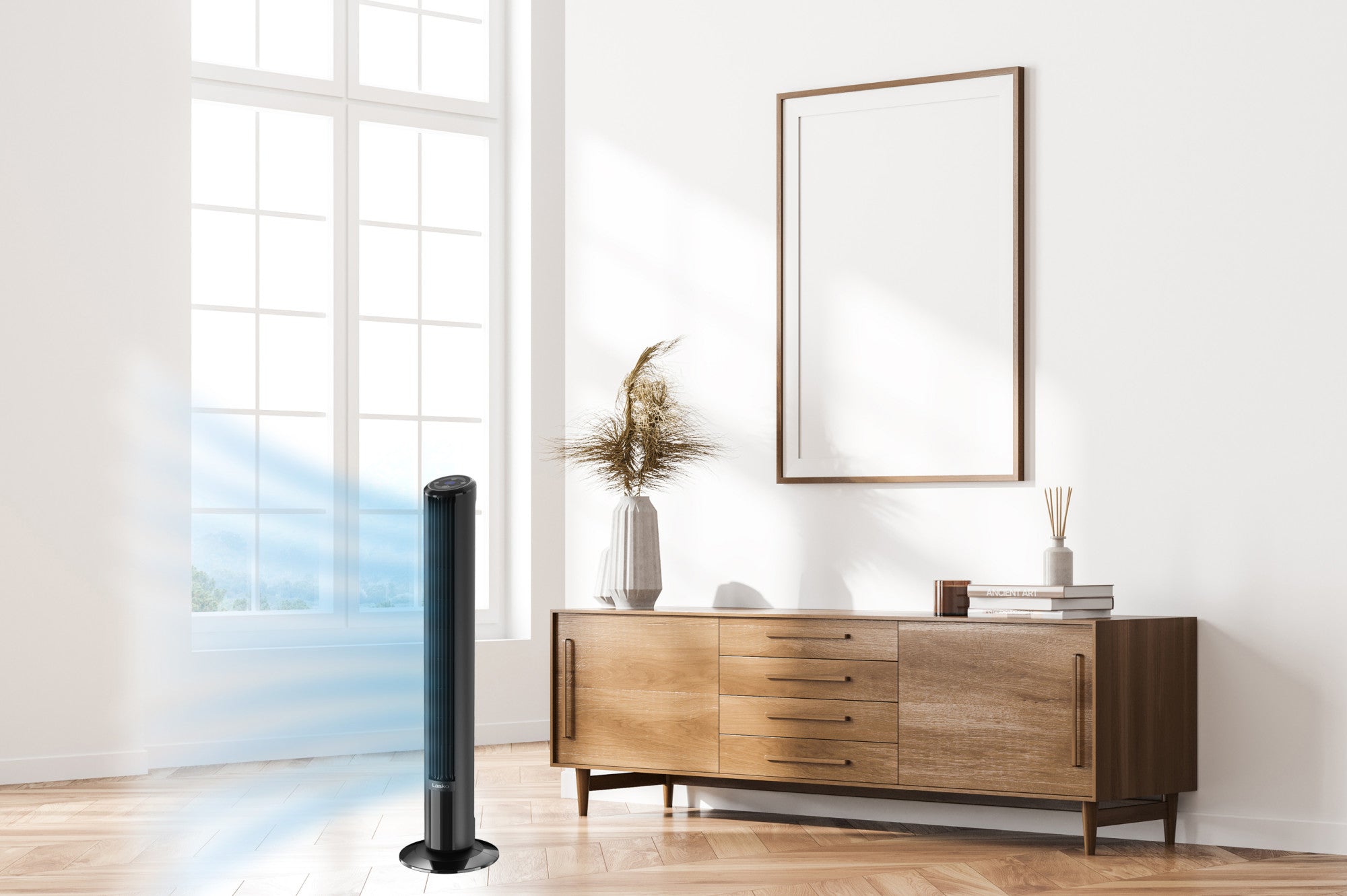 Lasko SlimForce 42 Tower Fan: Oscillating. 4-Speed. Remote. Timer. Black - Image 16