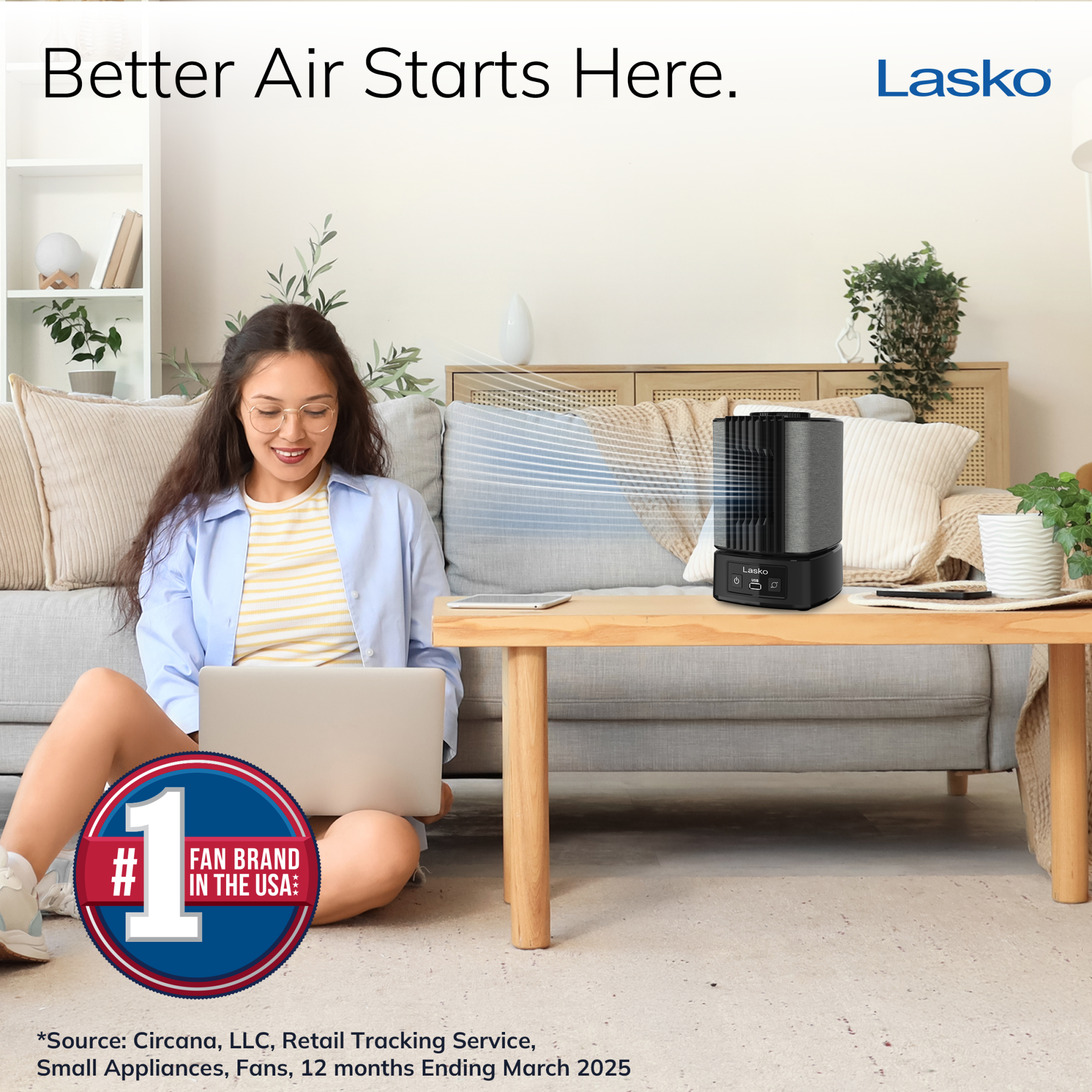 Lasko SlumberBreeze 8 Table Fan with White Noise: Oscillating. 2-Speed. Black - Image 2