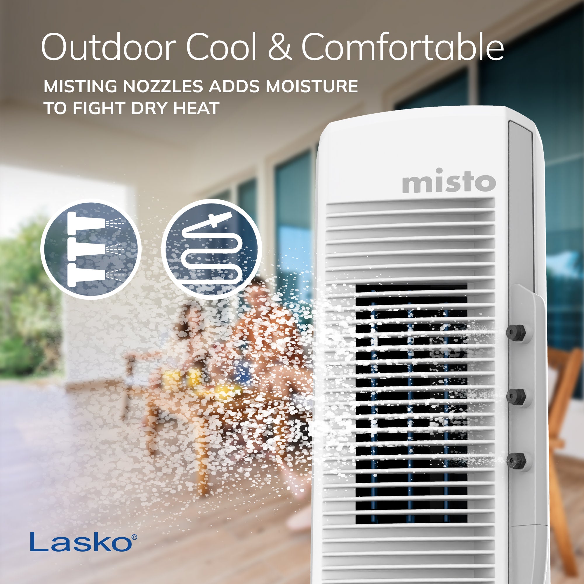 Lasko Misto 42 Outdoor Misting Tower Fan: Oscillating. 4-Speed. White - Image 5