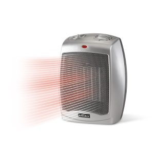 Lasko 9 Ceramic Space Heater: Overheat Protection. 2 Heat Settings. Thermostat. Silver